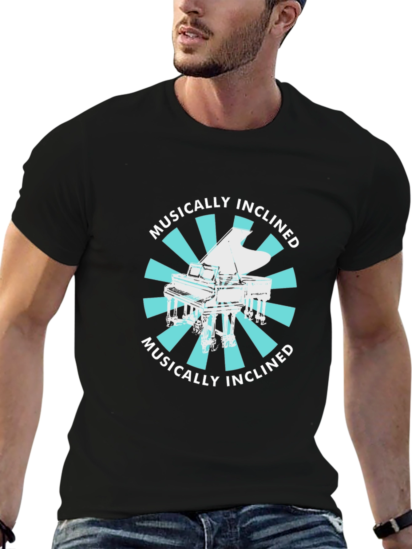 Musically Inclined Piano Graphic Tee - Black