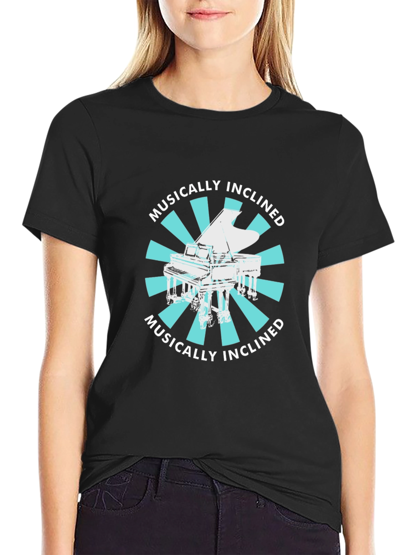 Musically Inclined Piano Graphic Tee - Black