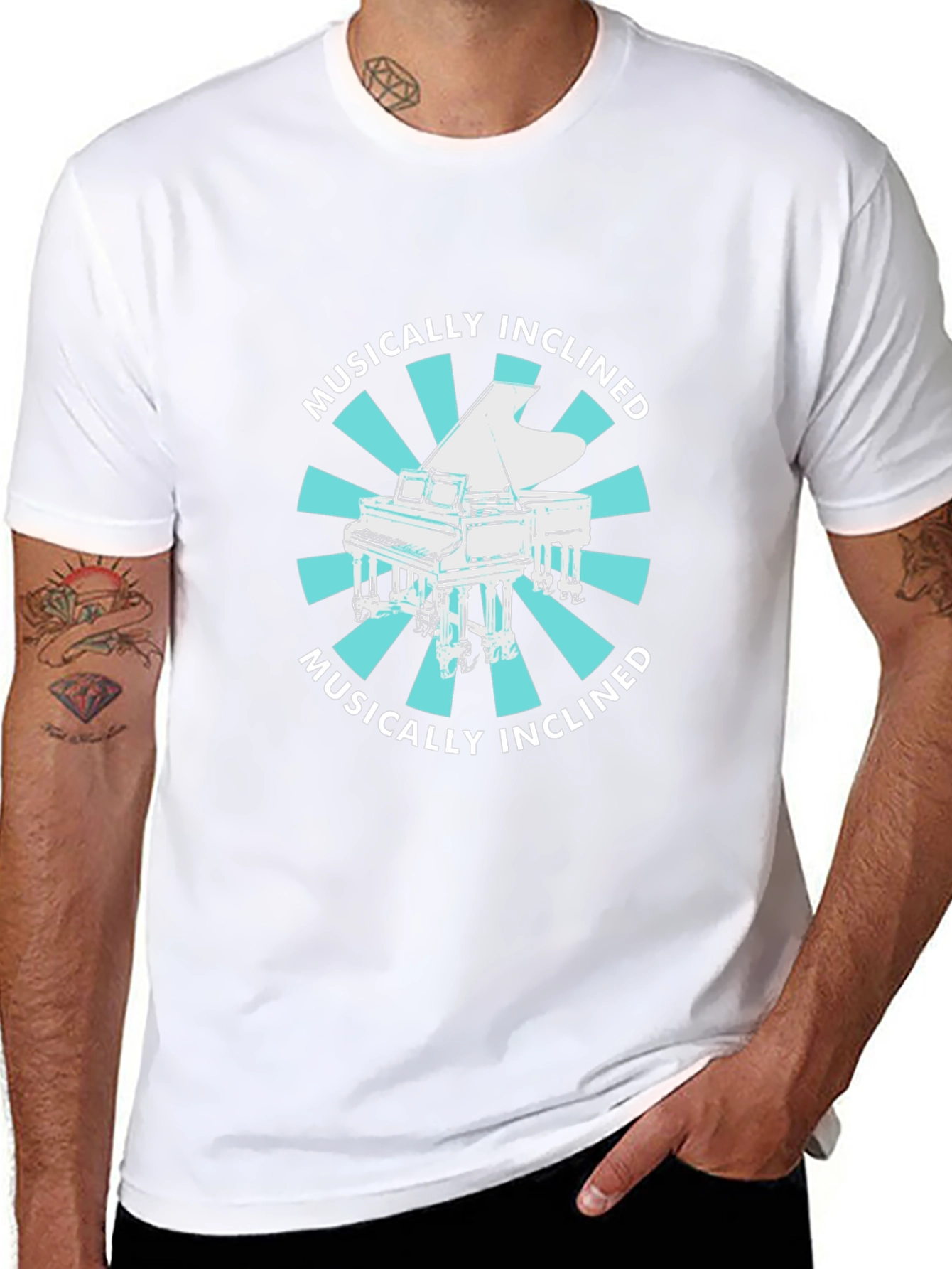 Musically Inclined Piano Graphic Tee - Black