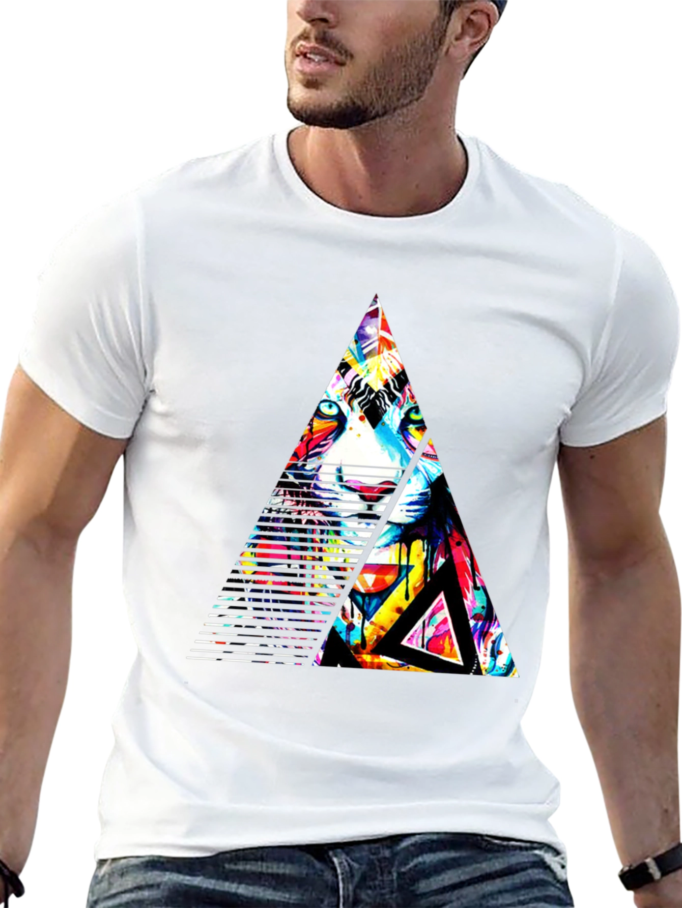 Abstract Triangle Tiger Graphic Tee