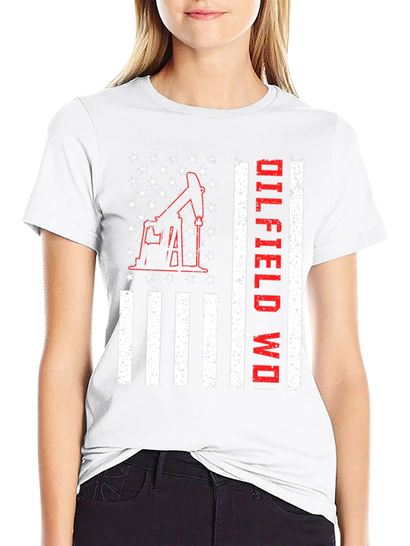 Oilfield Worker American Flag Graphic T-Shirt
