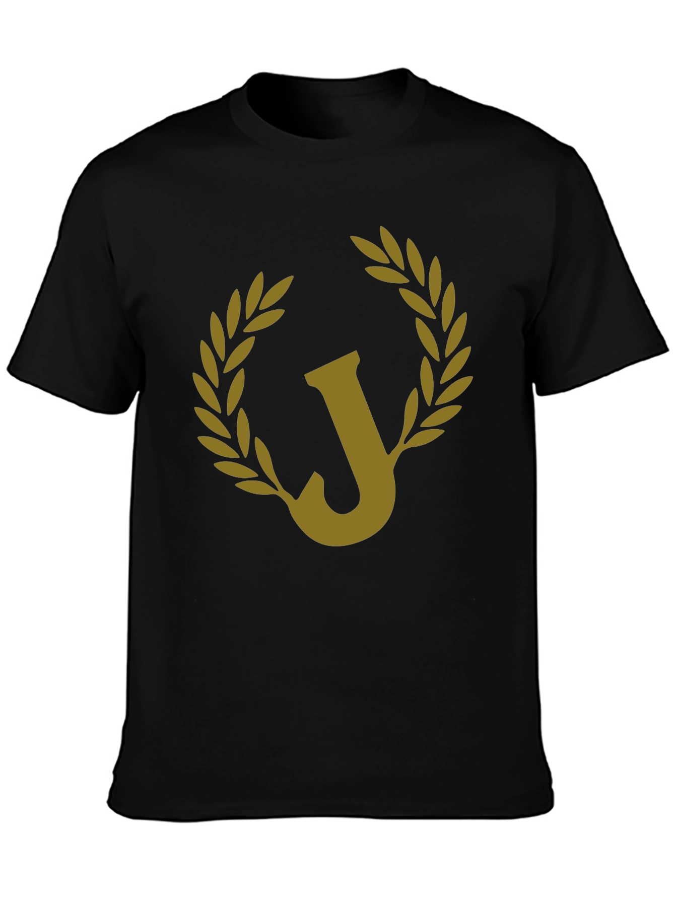 Letter J Laurel Wreath Black Graphic Tee