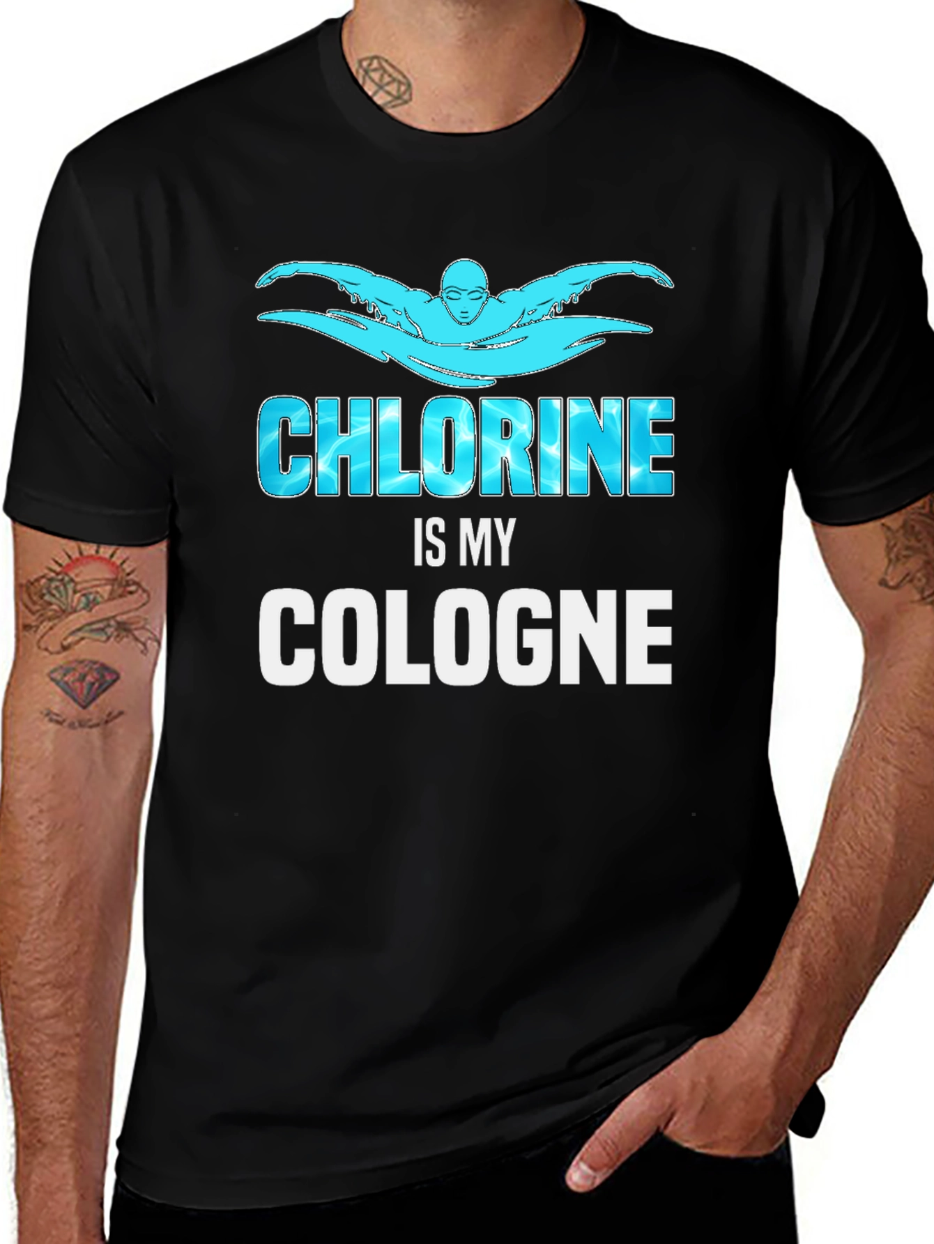 Chlorine is My Cologne Swimmer Black T-Shirt