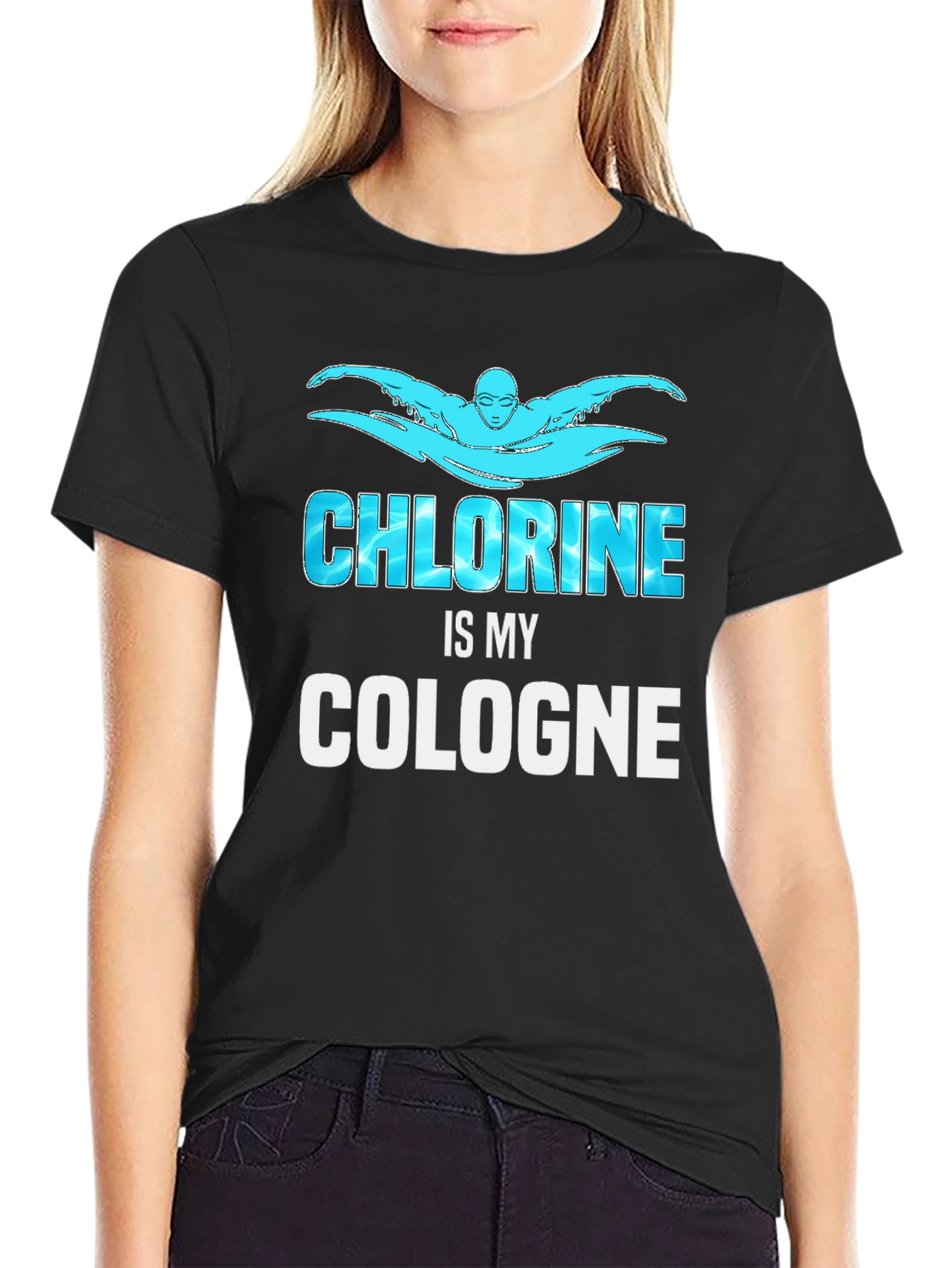 Chlorine is My Cologne Swimmer Black T-Shirt