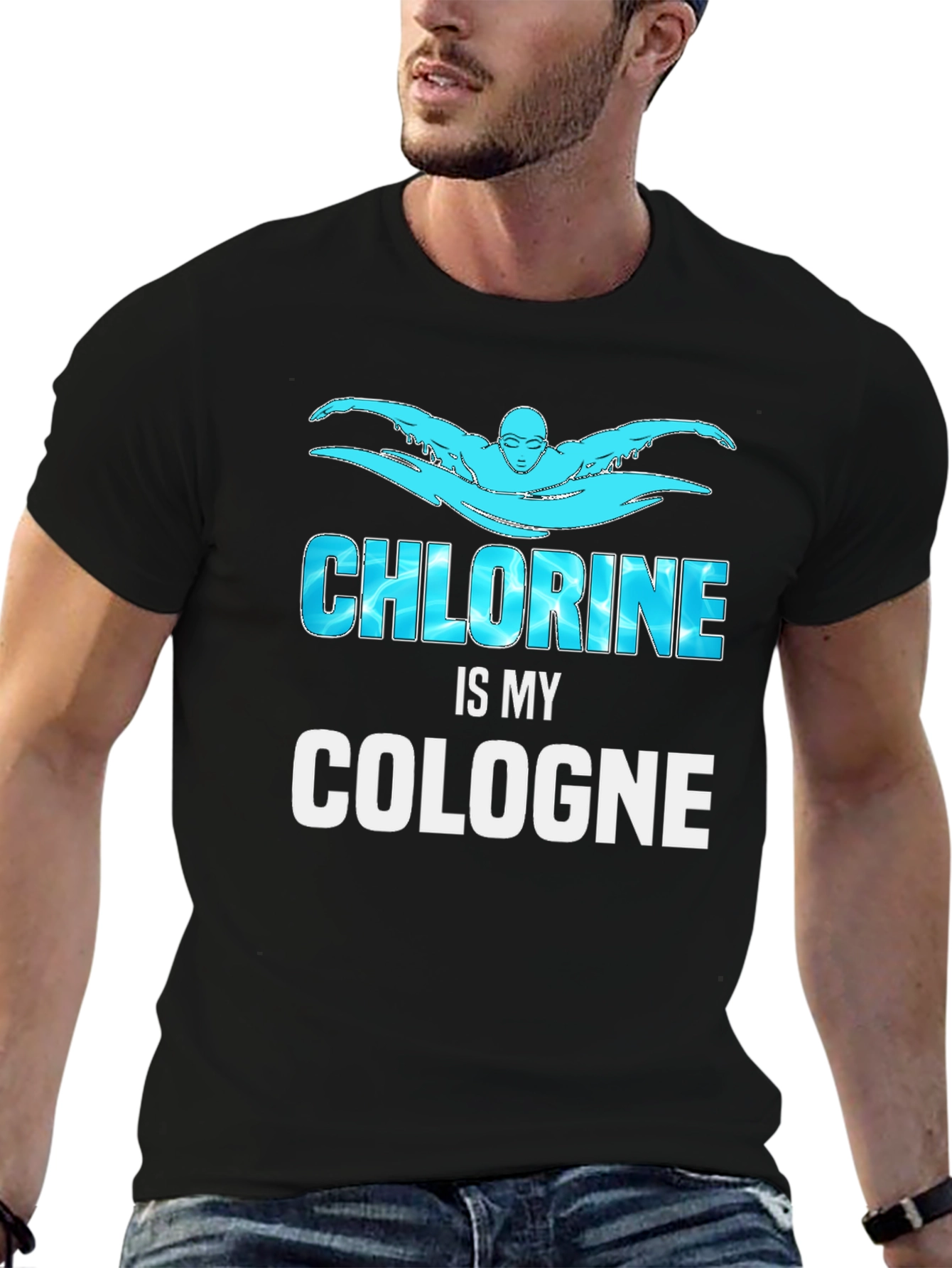 Chlorine is My Cologne Swimmer Black T-Shirt