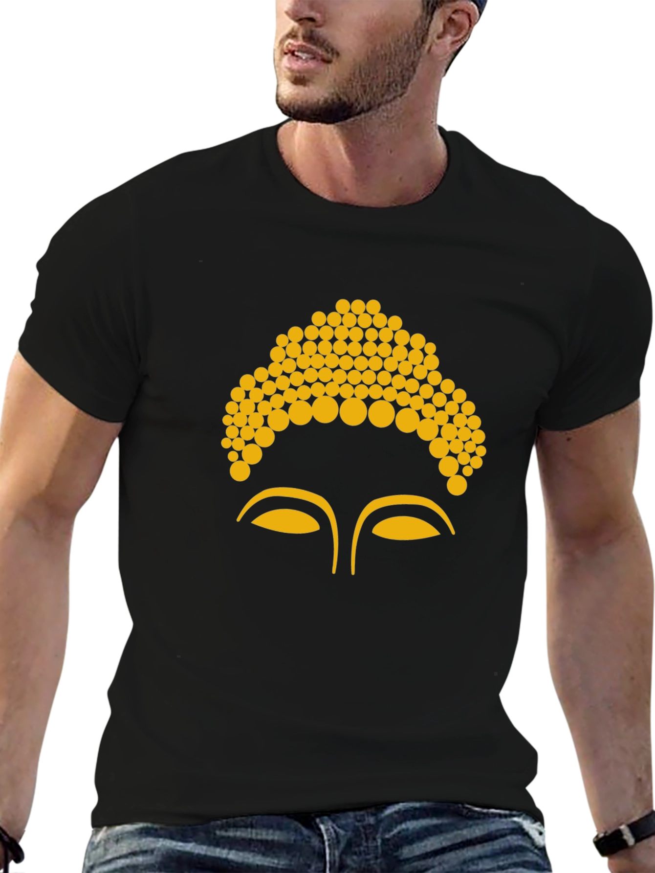 Buddha Face Graphic Tee - Black
