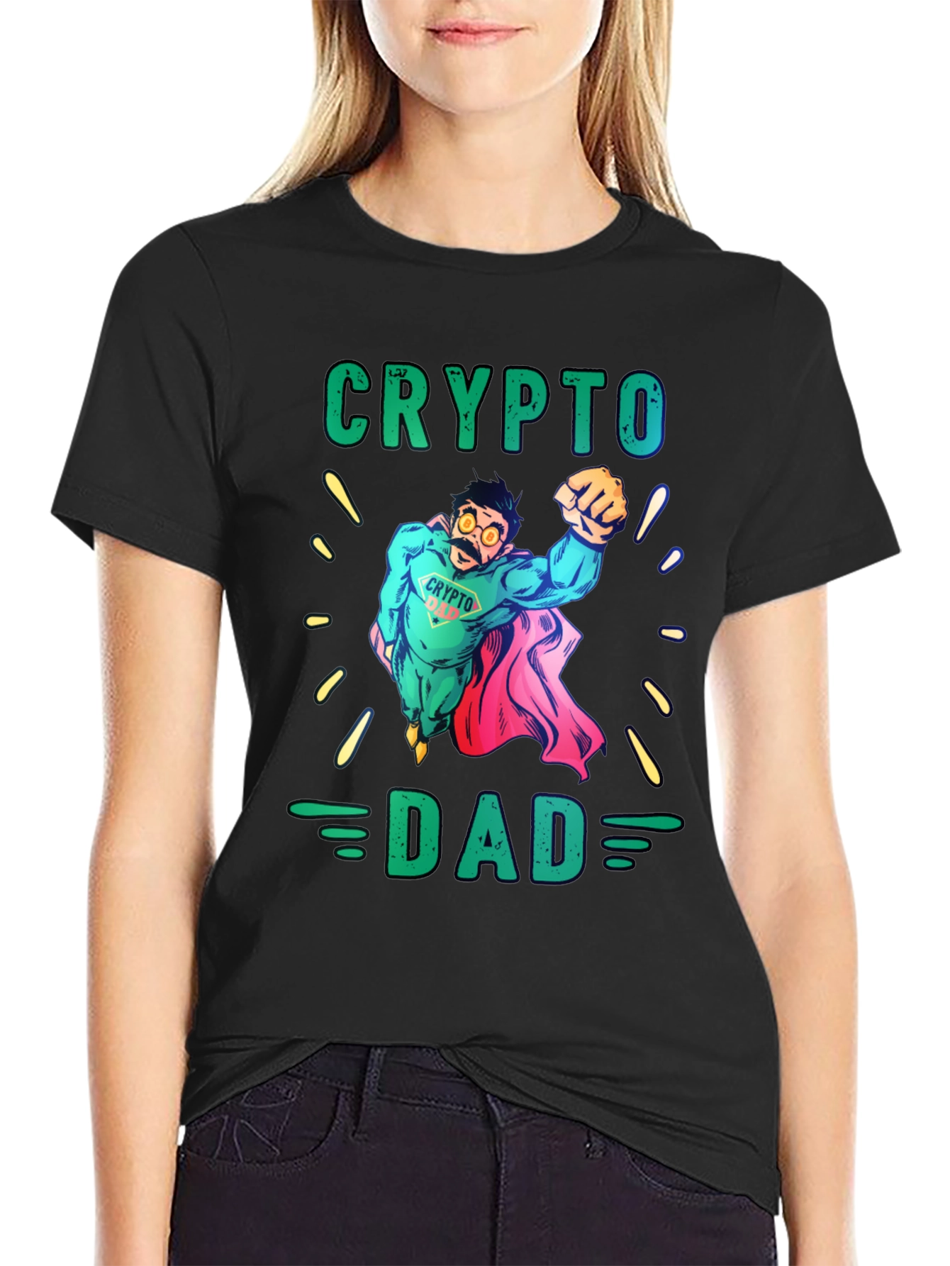 Crypto Dad Superhero Graphic T-Shirt