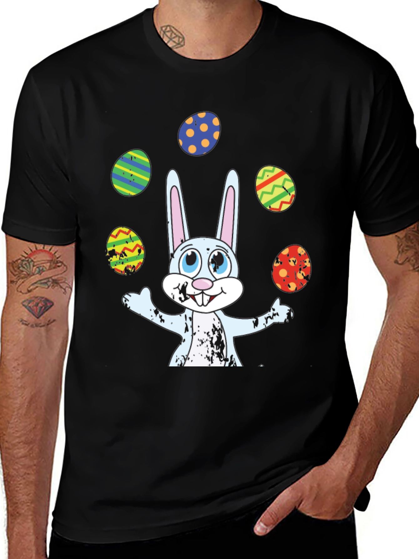 Easter Bunny Juggling Eggs Graphic Tee