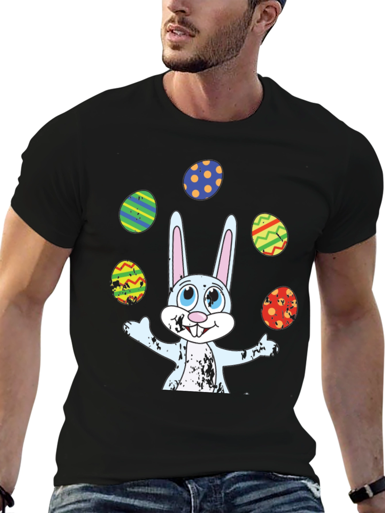 Easter Bunny Juggling Eggs Graphic Tee