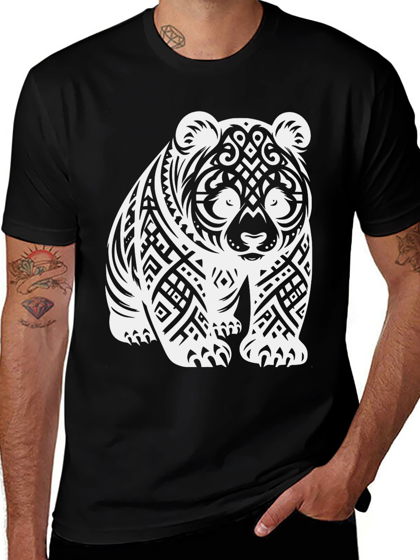 Tribal Panda T-Shirt - Black