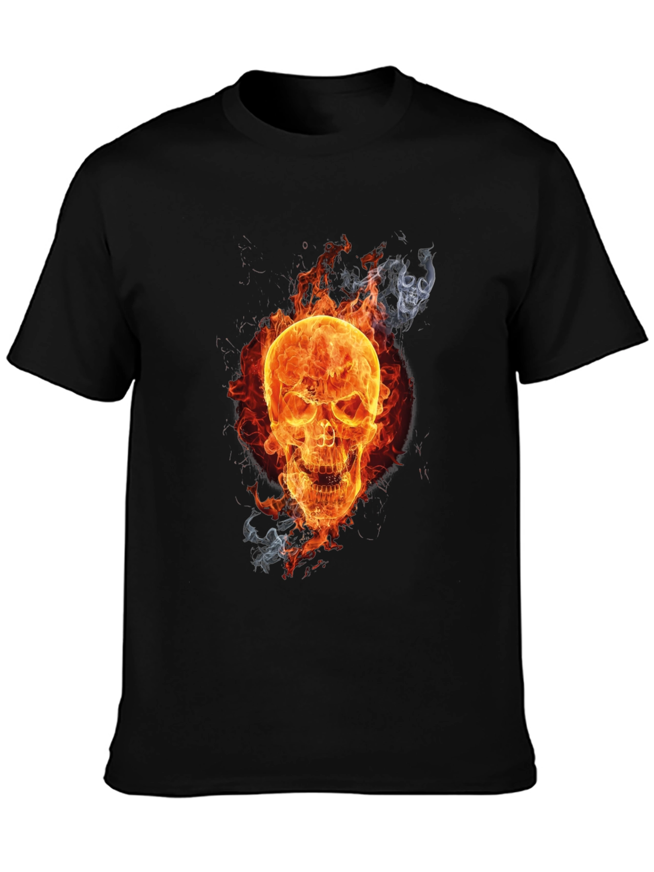 Fiery Skull Graphic Tee - Mens Black T-Shirt