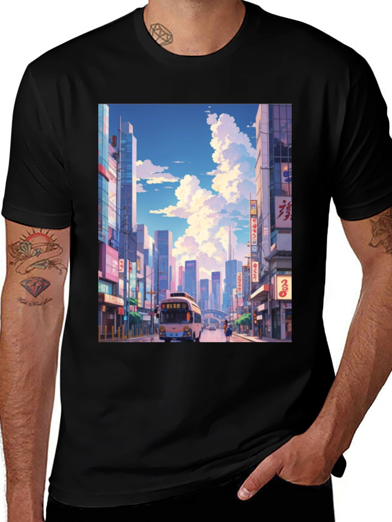Cityscape Anime T-Shirt - Stylish Graphic Tee