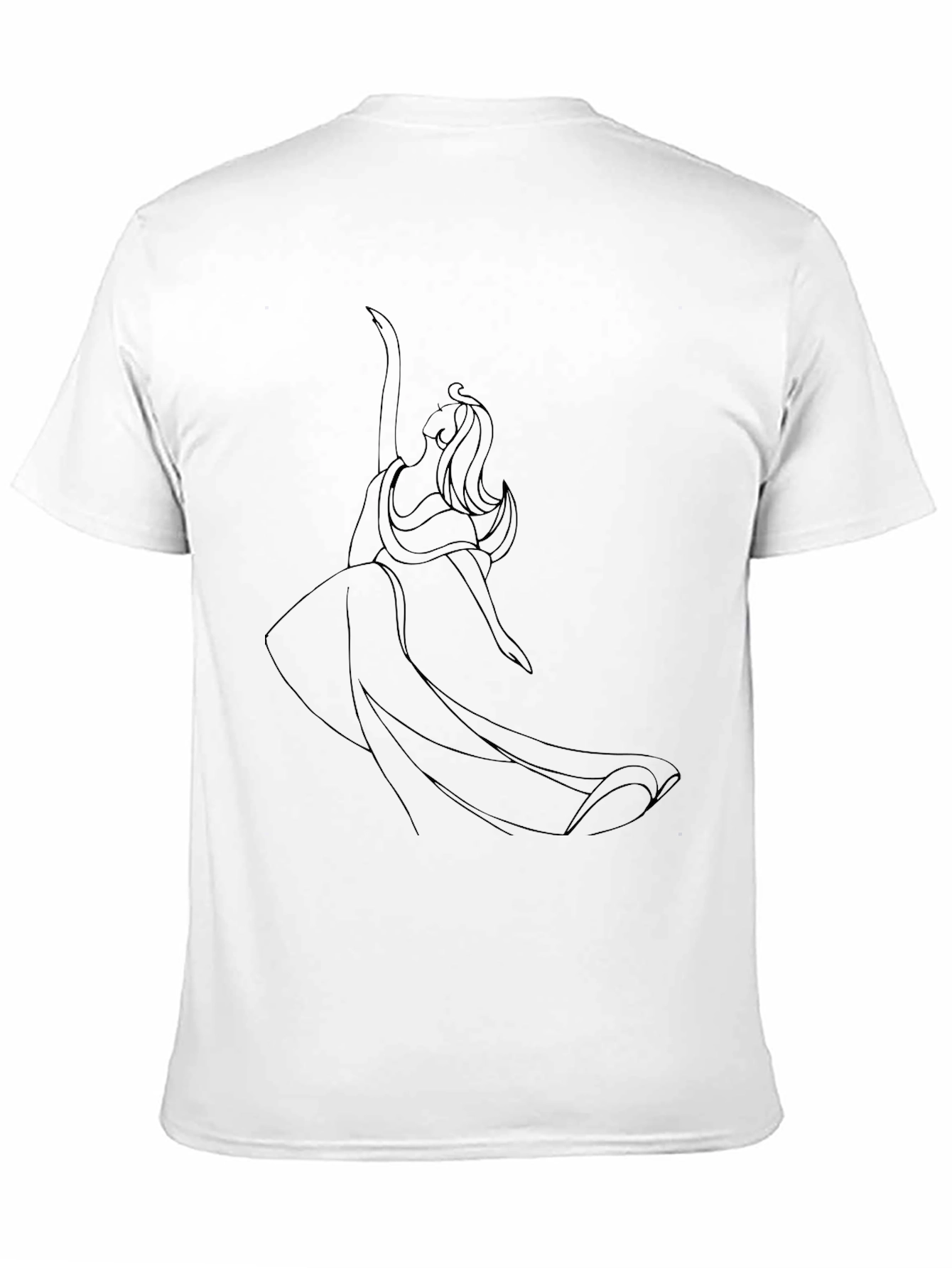 Elegant Line Art Black T-Shirt