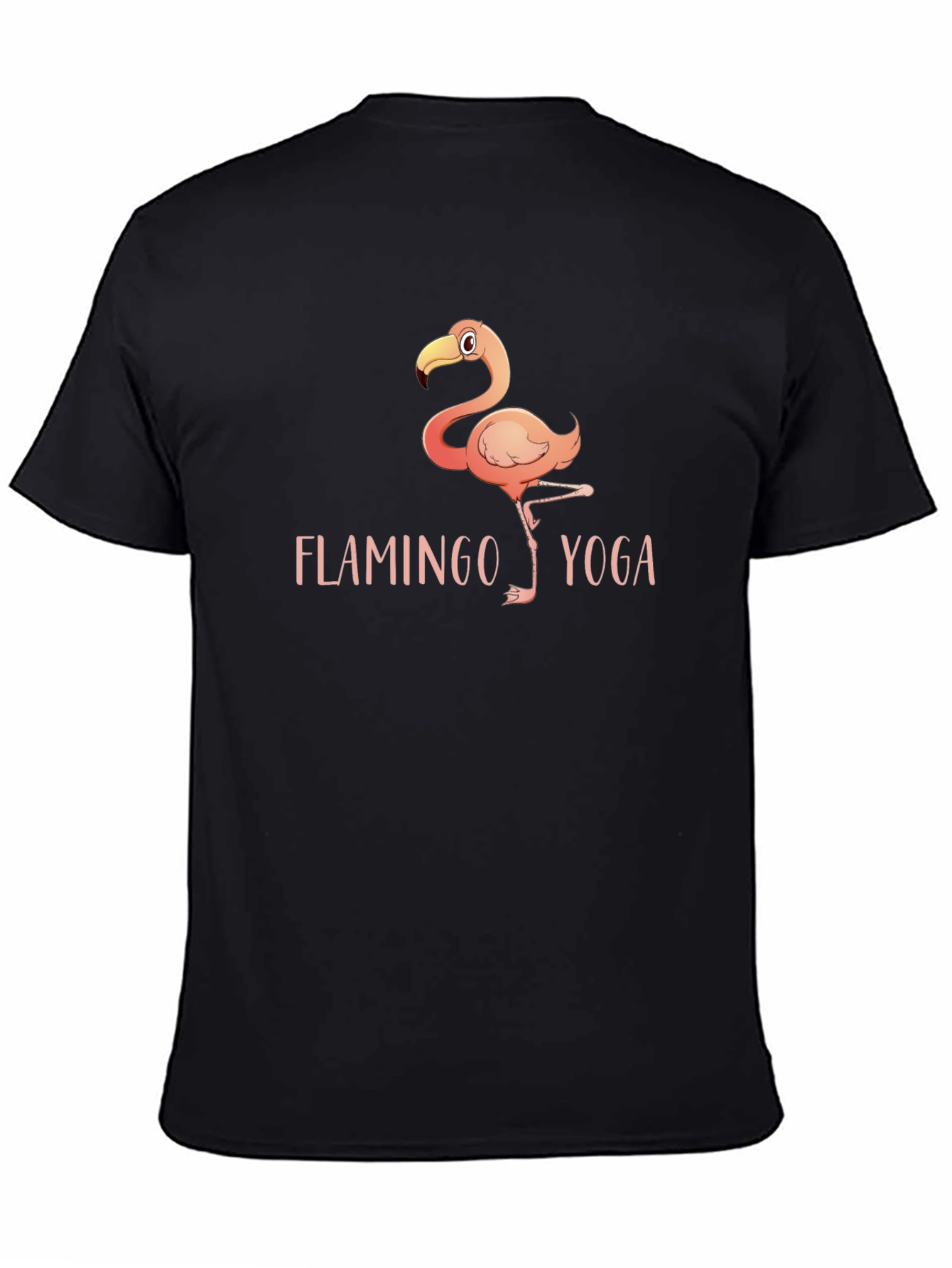 Flamingo Yoga Graphic Tee - Black Cotton T-Shirt