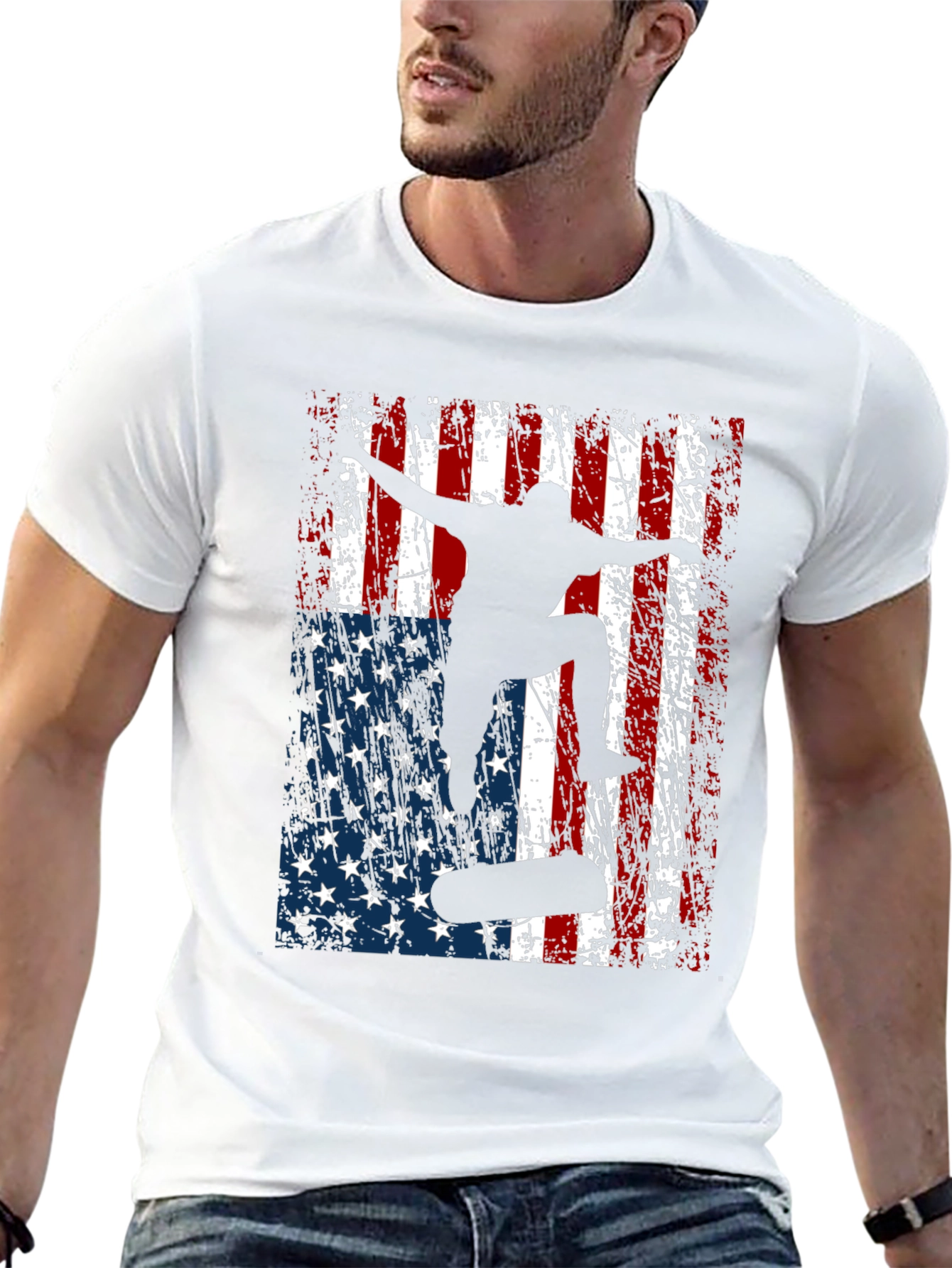 Skateboarding American Flag Graphic Tee