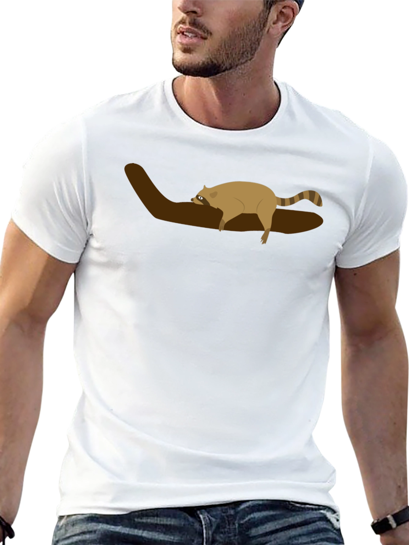 Raccoon on Branch Graphic Tee - Unisex Black T-Shirt