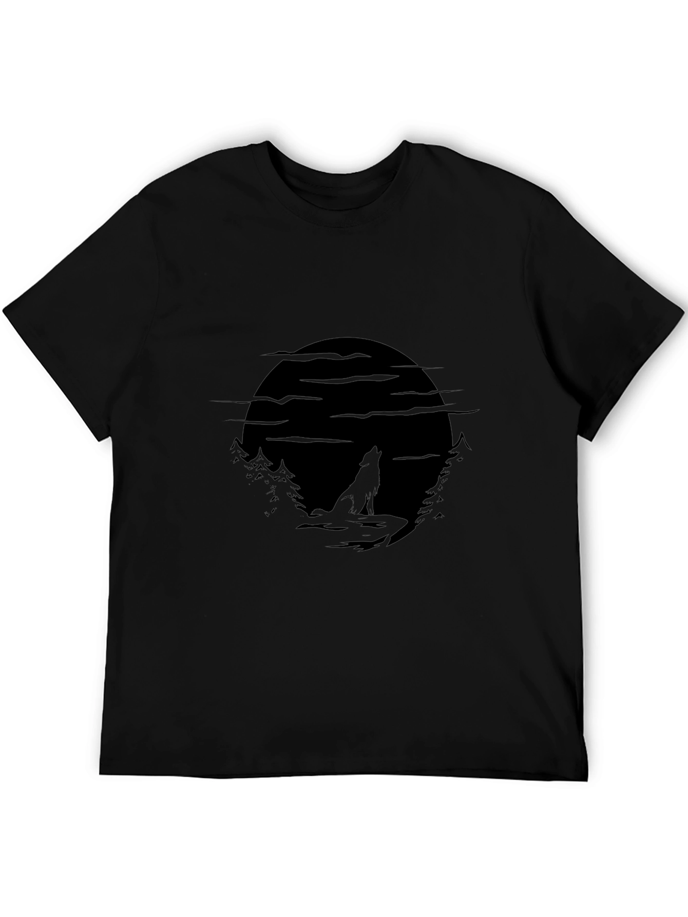 Wolf Moon Silhouette Black T-Shirt