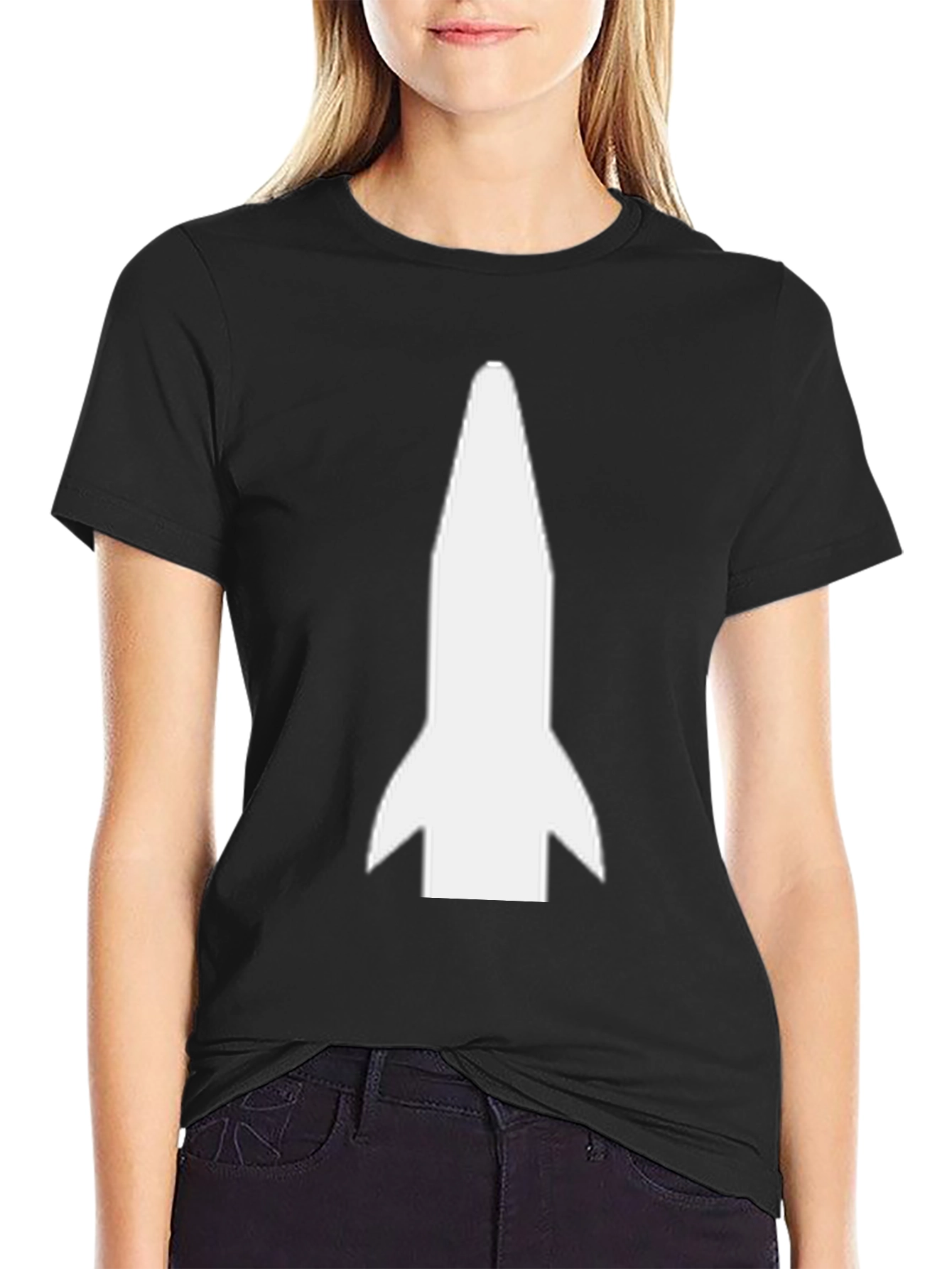 Rocket Graphic Tee - Black Cotton Blend Shirt