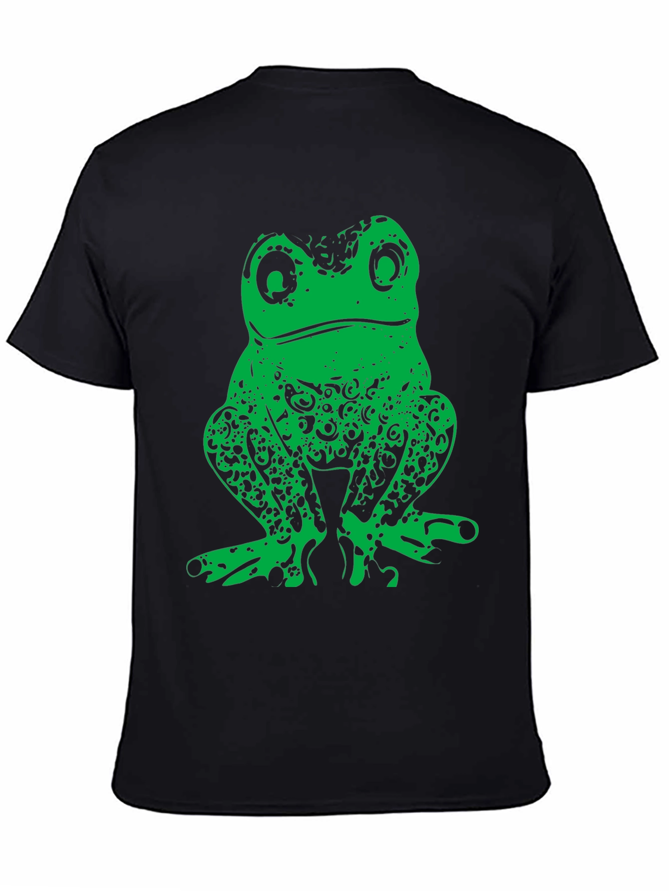 Green Frog Graphic Print Black T-Shirt