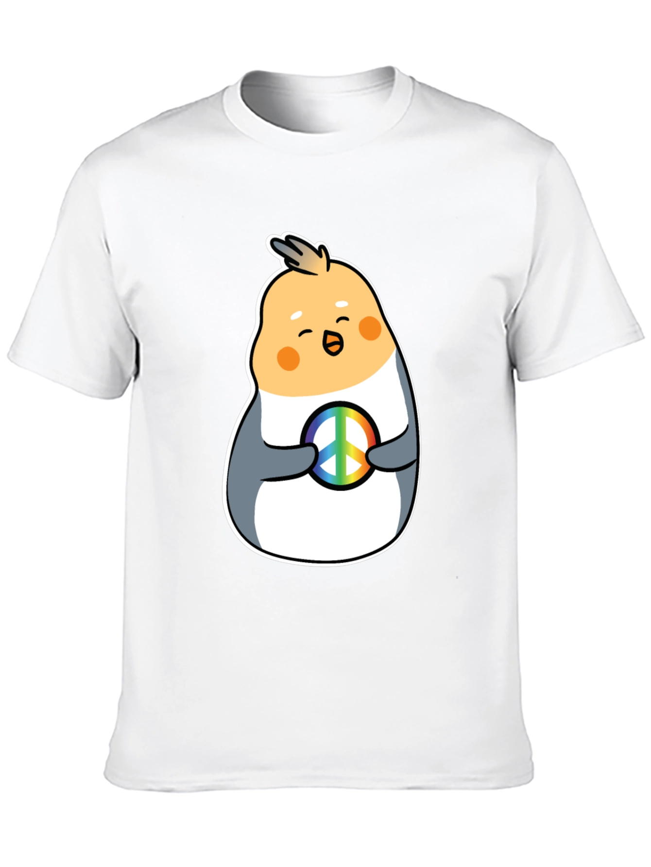 Cockatiel Peace Sign Graphic Tee - Black Cotton Blend