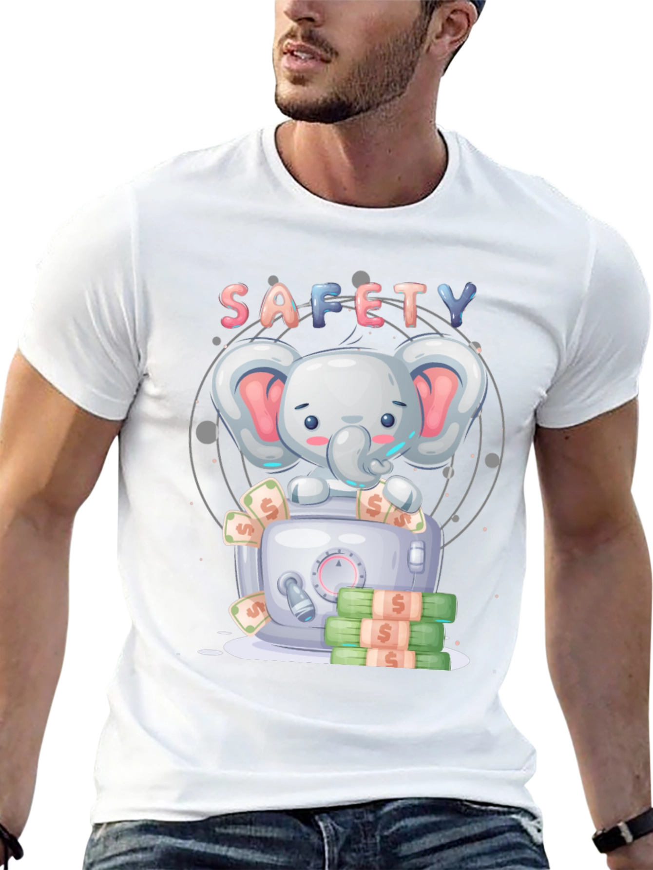 Safety First Cartoon Elephant T-Shirt