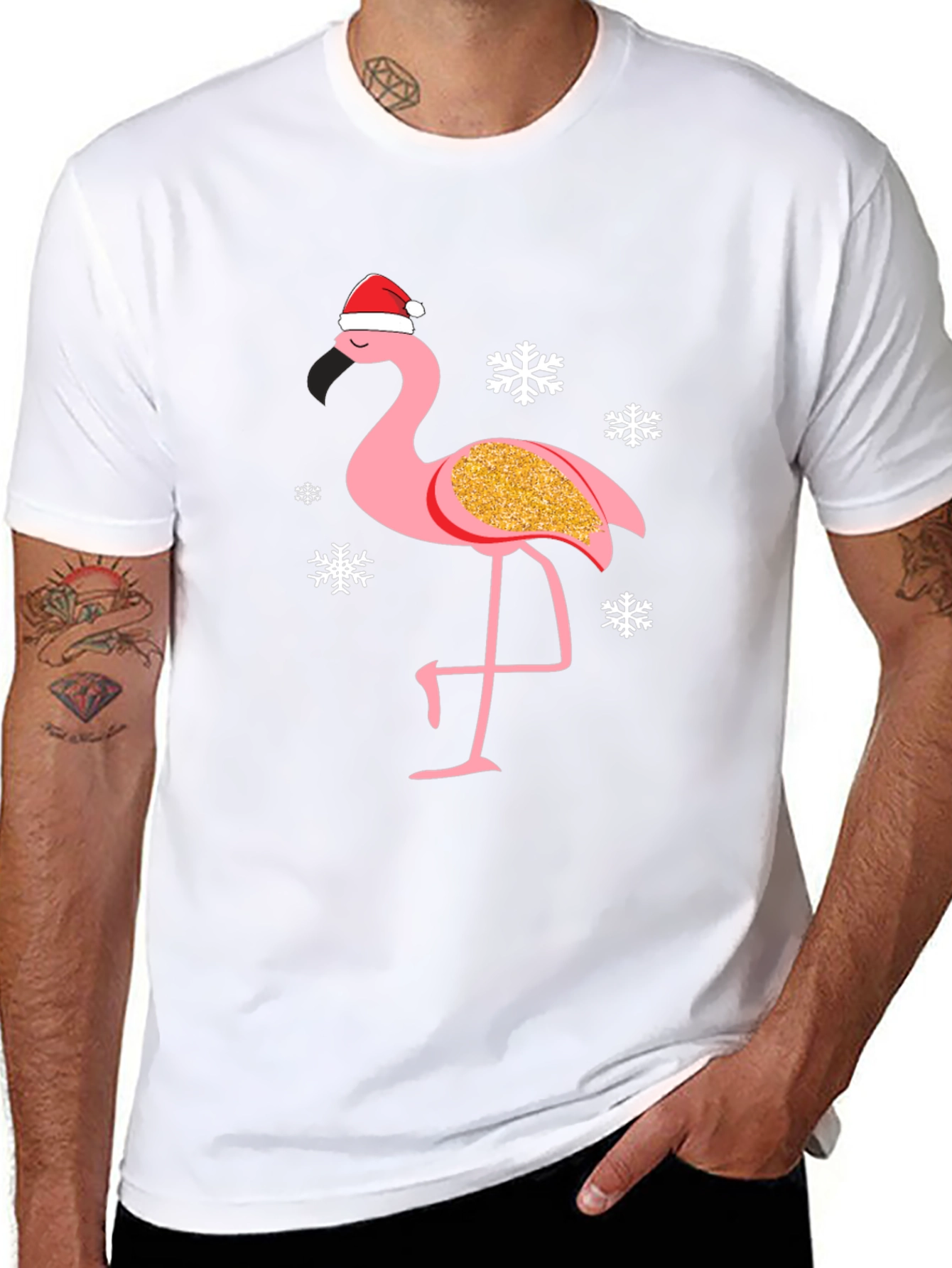 Festive Flamingo T-Shirt: Christmas Holiday Tee