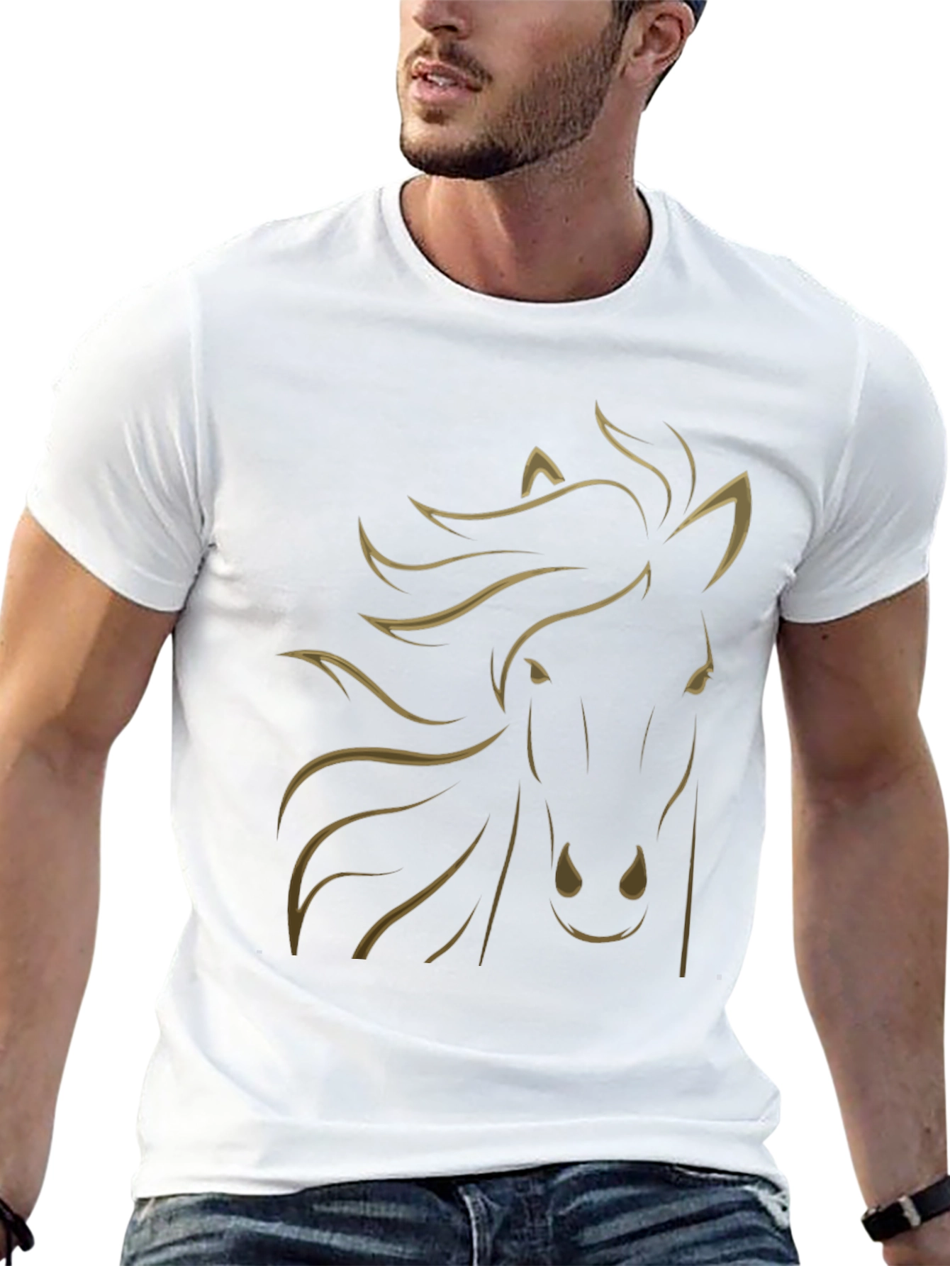 Black Horse Graphic Tee - Stylish Mens T-Shirt