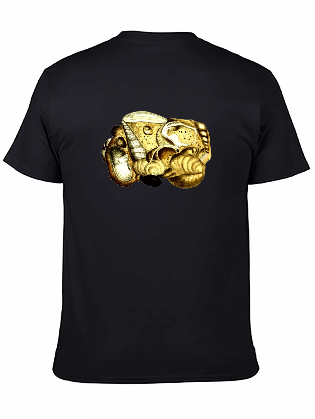 Abstract Golden Sea Shell Art Black T-Shirt