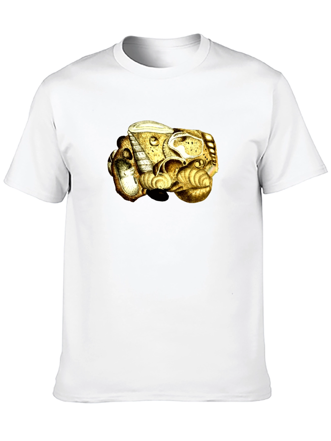 Abstract Golden Sea Shell Art Black T-Shirt