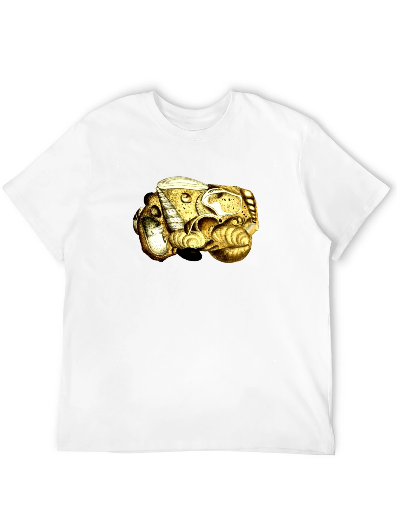 Abstract Golden Sea Shell Art Black T-Shirt