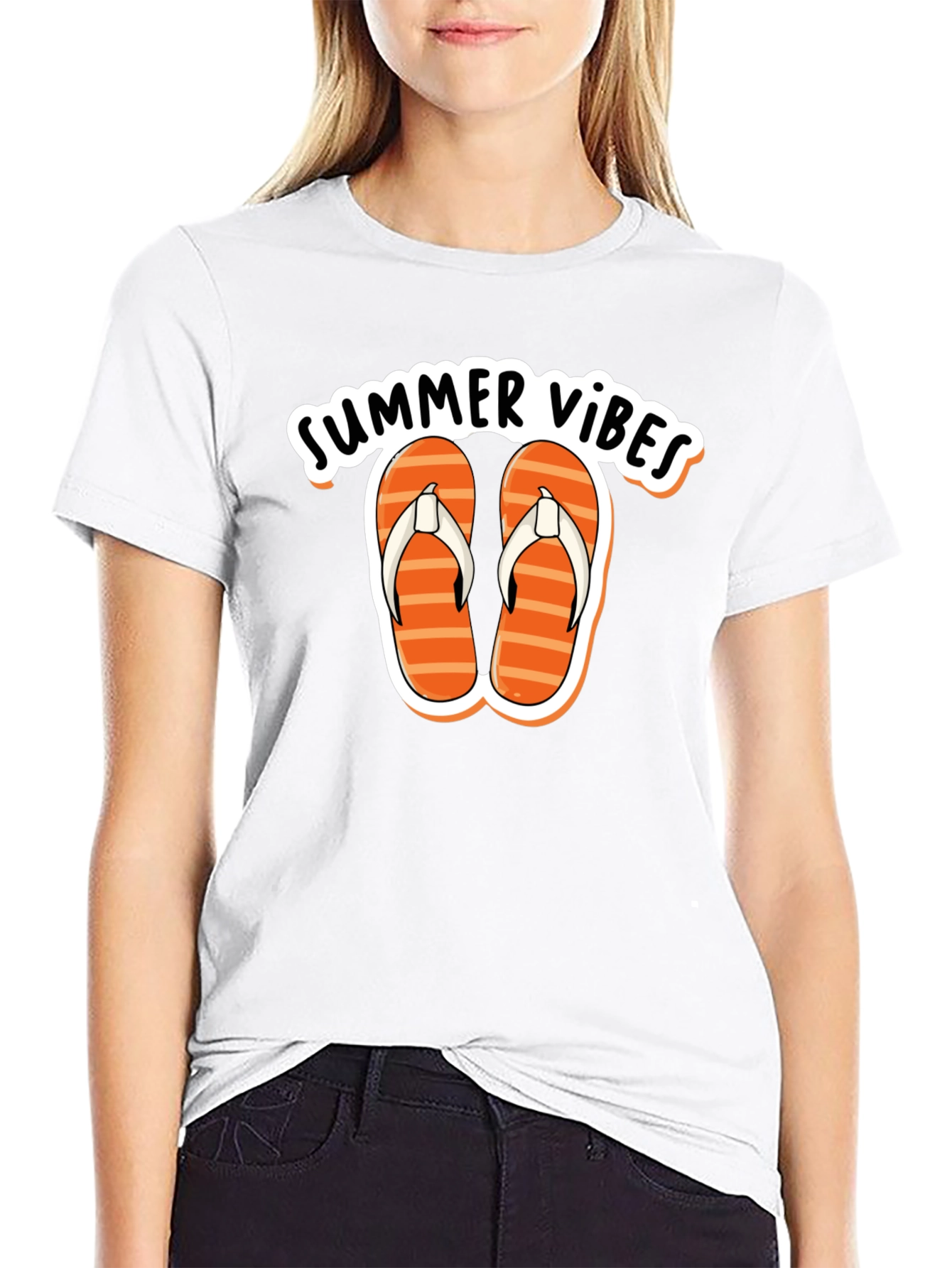Summer Vibes Graphic Tee - Flip Flops Design