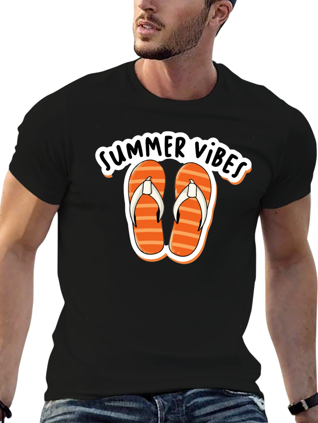 Summer Vibes Graphic Tee - Flip Flops Design