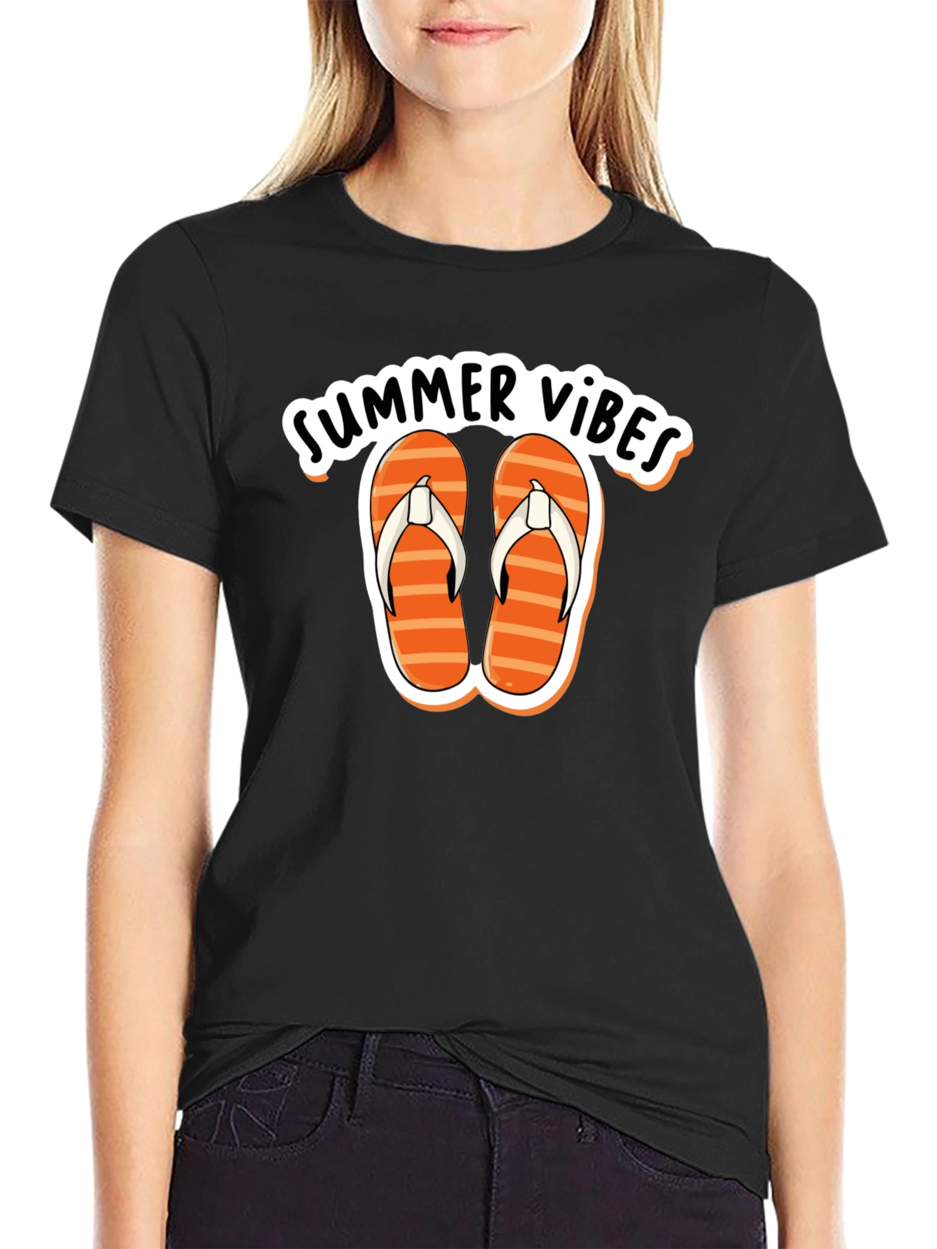 Summer Vibes Graphic Tee - Flip Flops Design