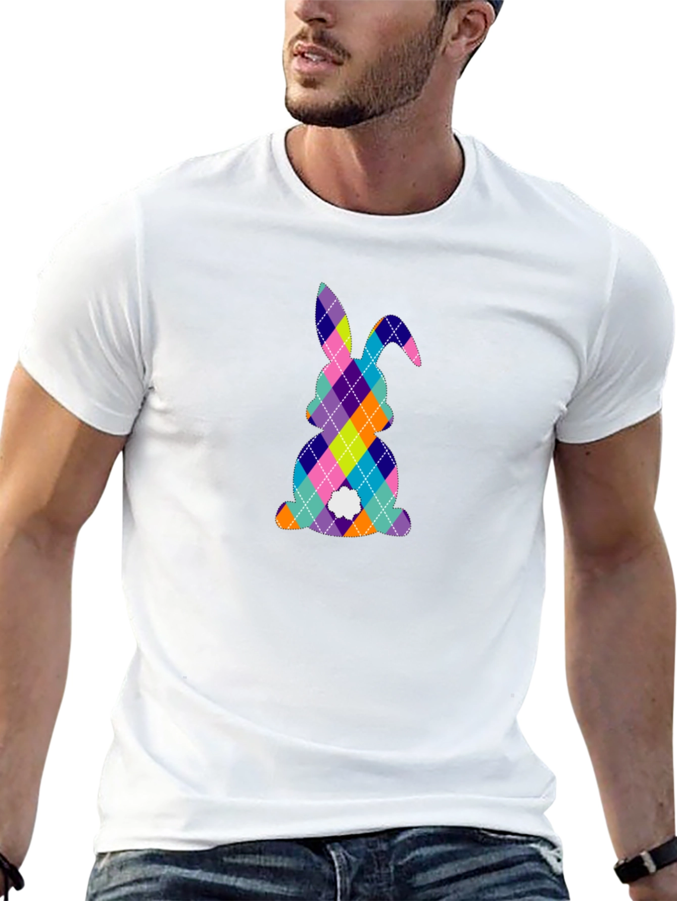 Easter Bunny Argyle Pattern T-Shirt
