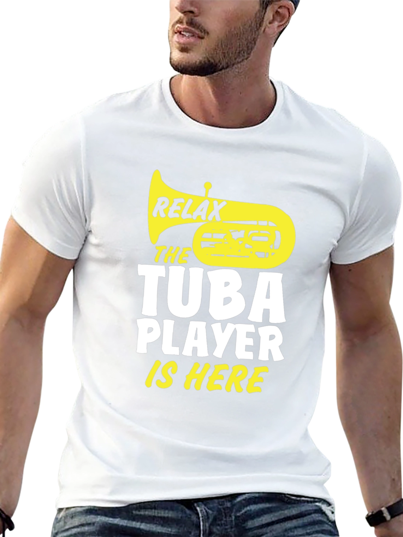 Relax Tuba Player Is Here Black Graphic Tee