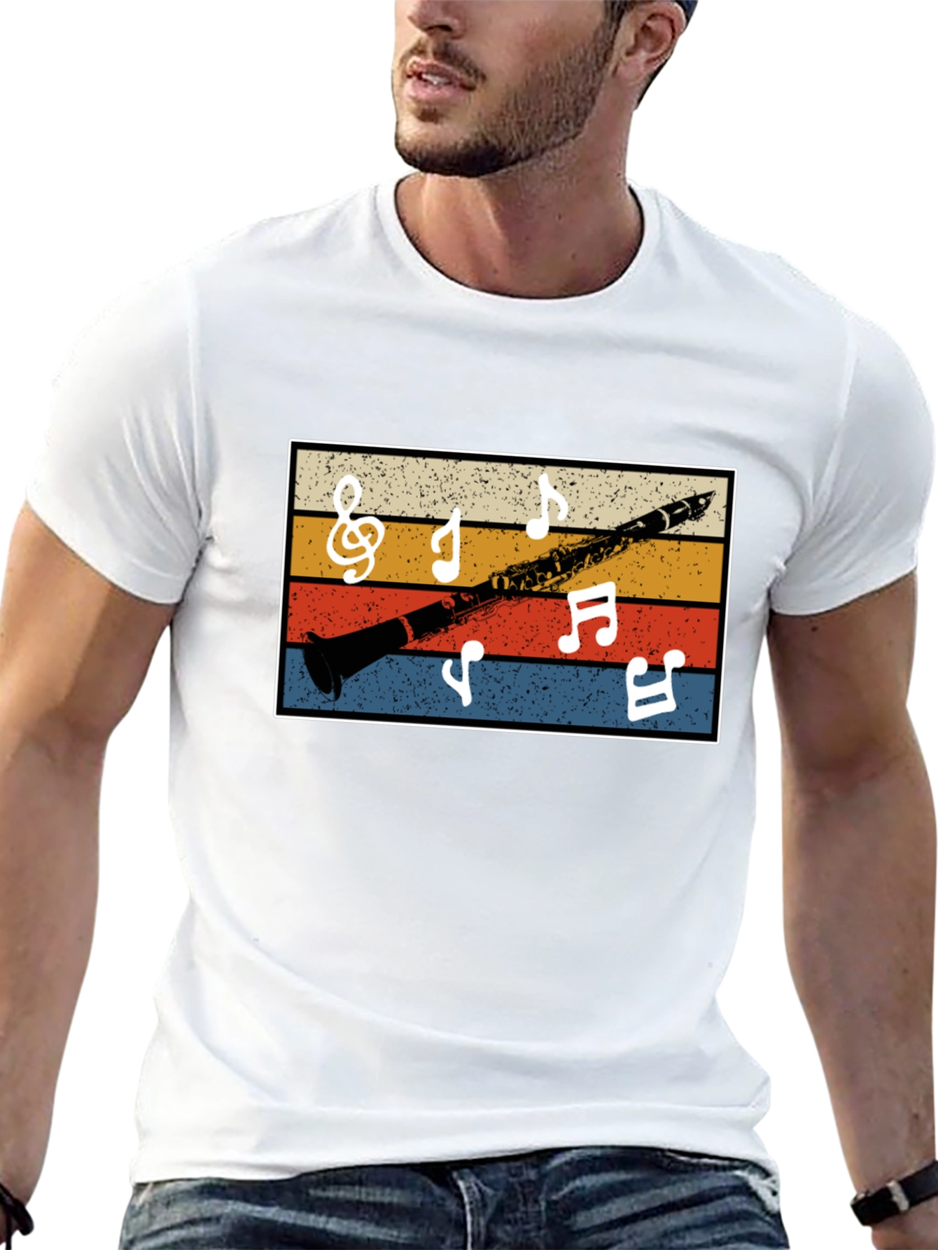 Retro Clarinet Music Notes Tee