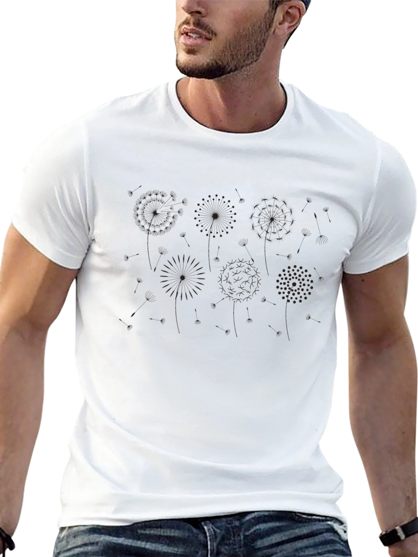 Mens Black Dandelion Graphic Tee