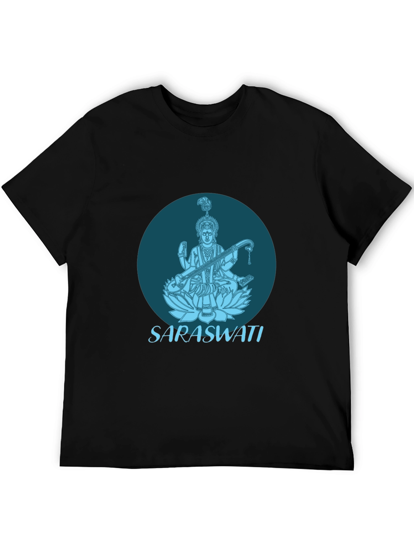 Saraswati Graphic Tee - Black Cotton T-Shirt