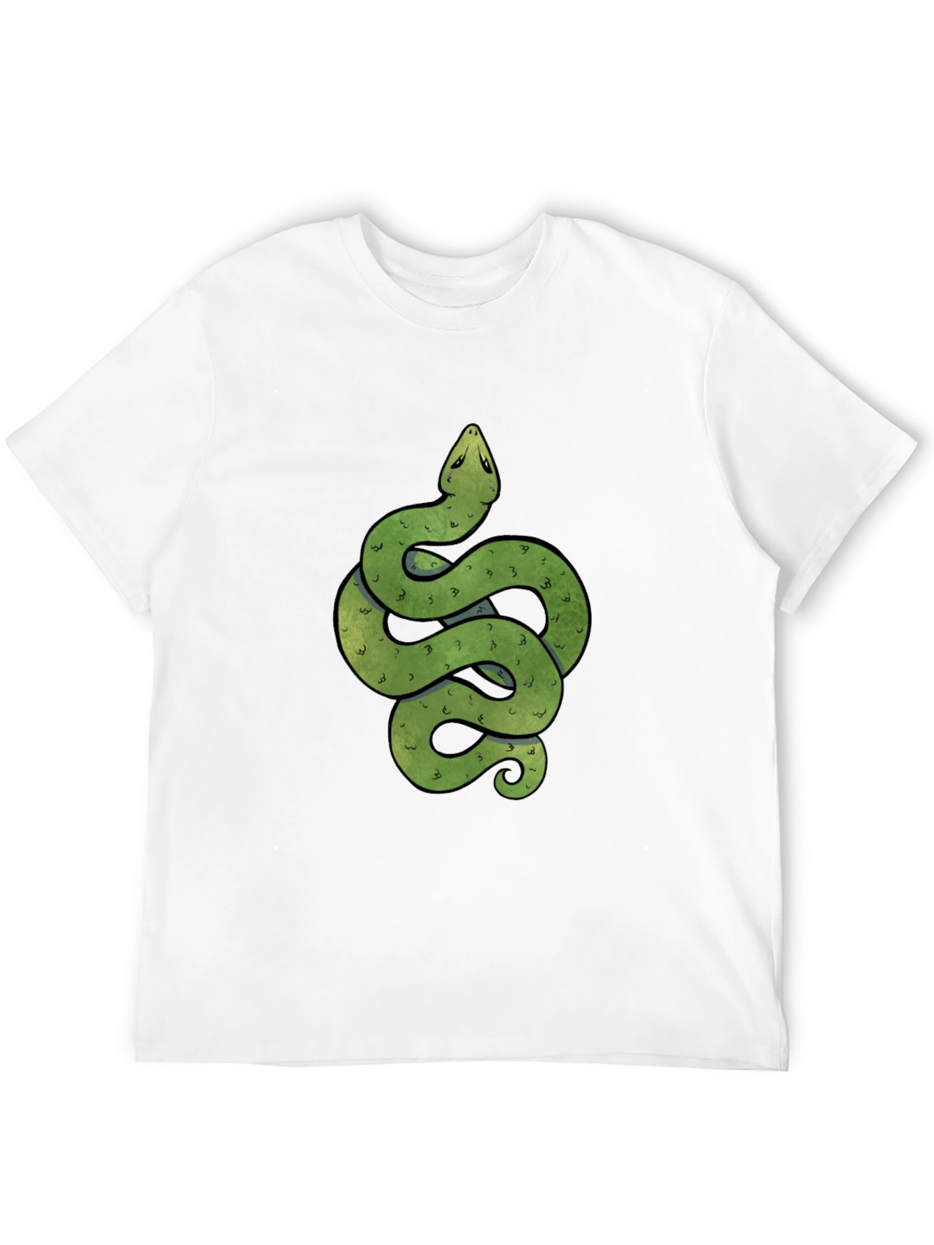 Green Snake Graphic Print Crew Neck T-Shirt
