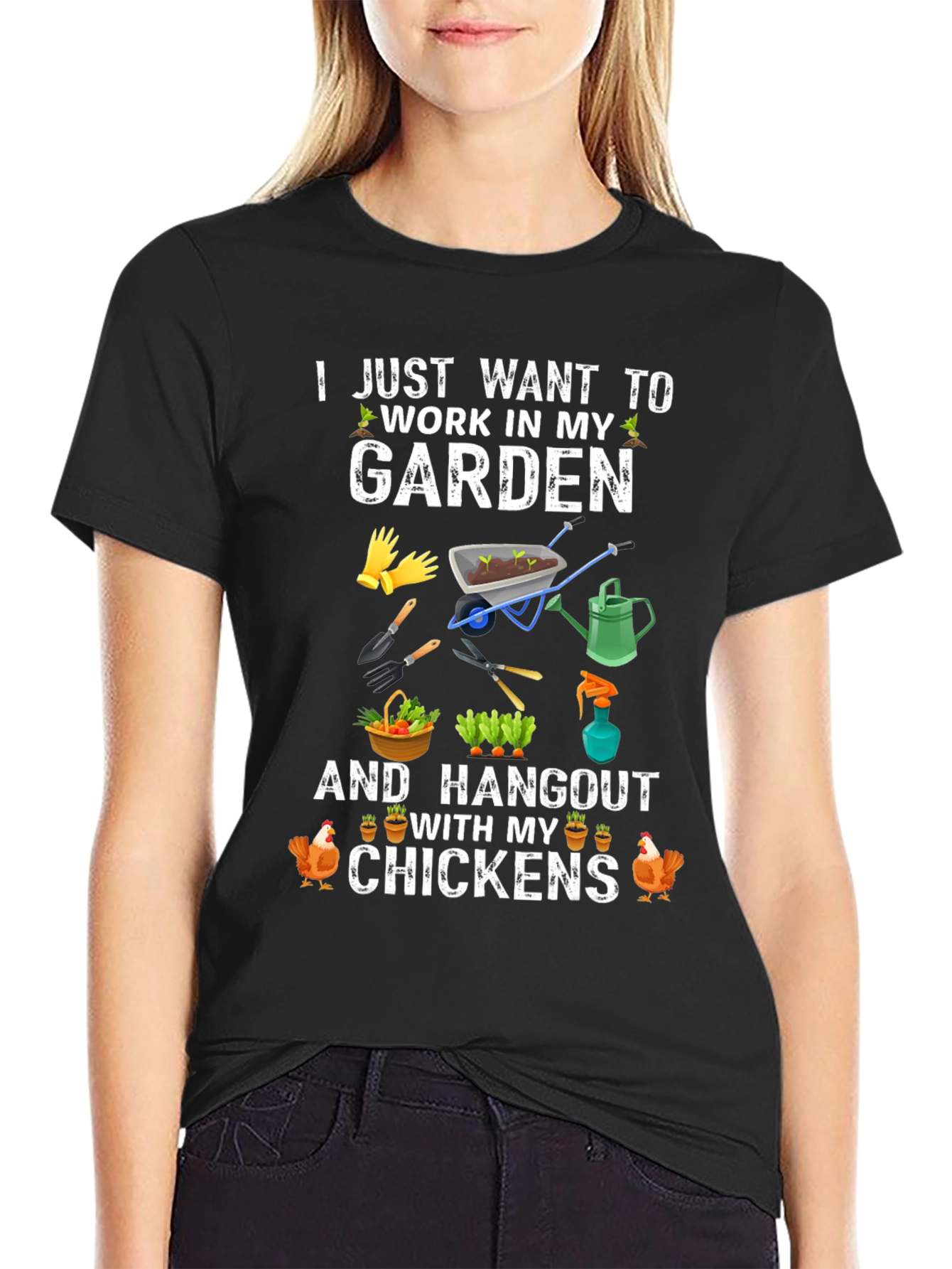 Gardening and Chickens Graphic T-Shirt