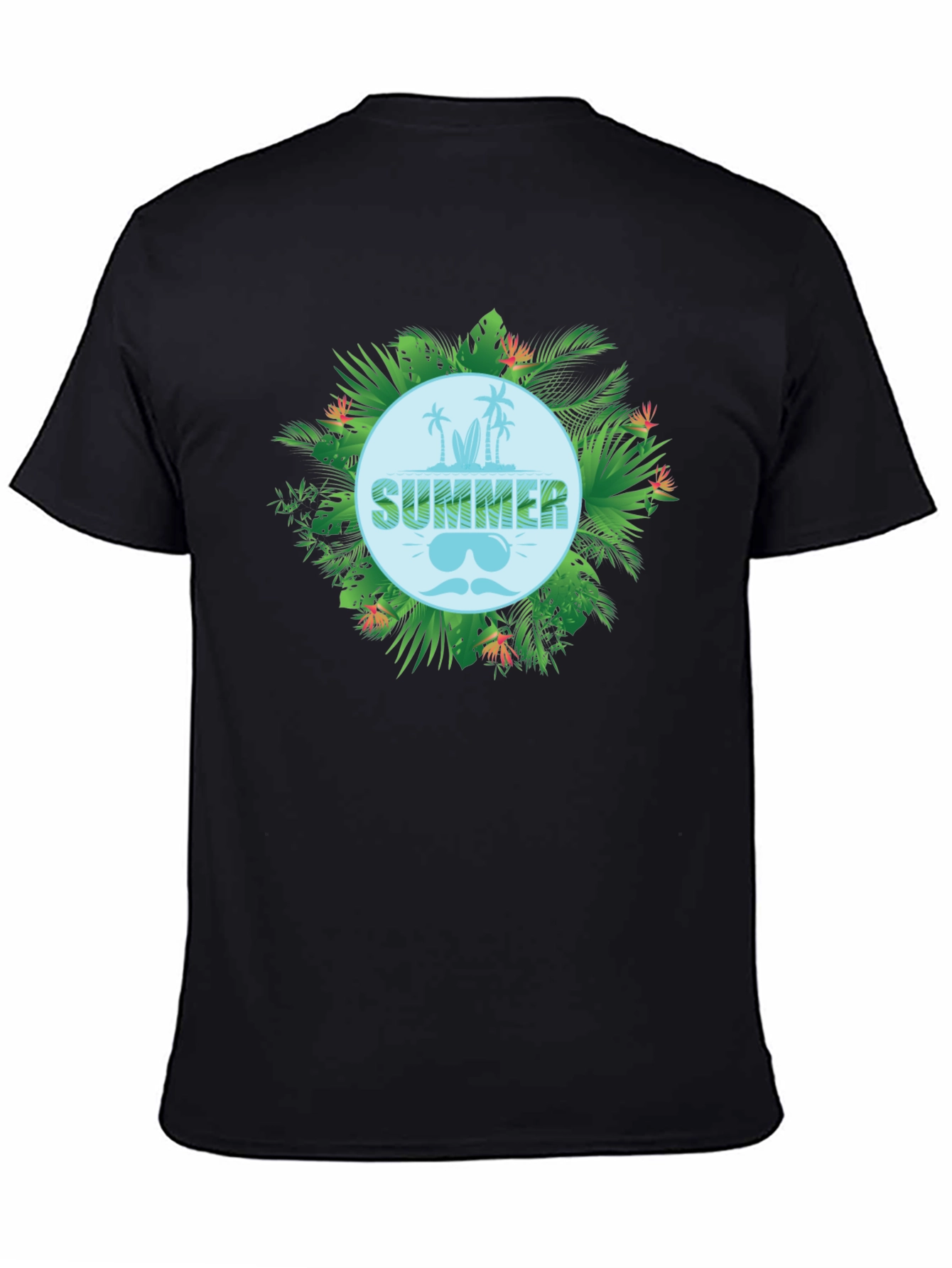Tropical Summer Graphic Tee - Black