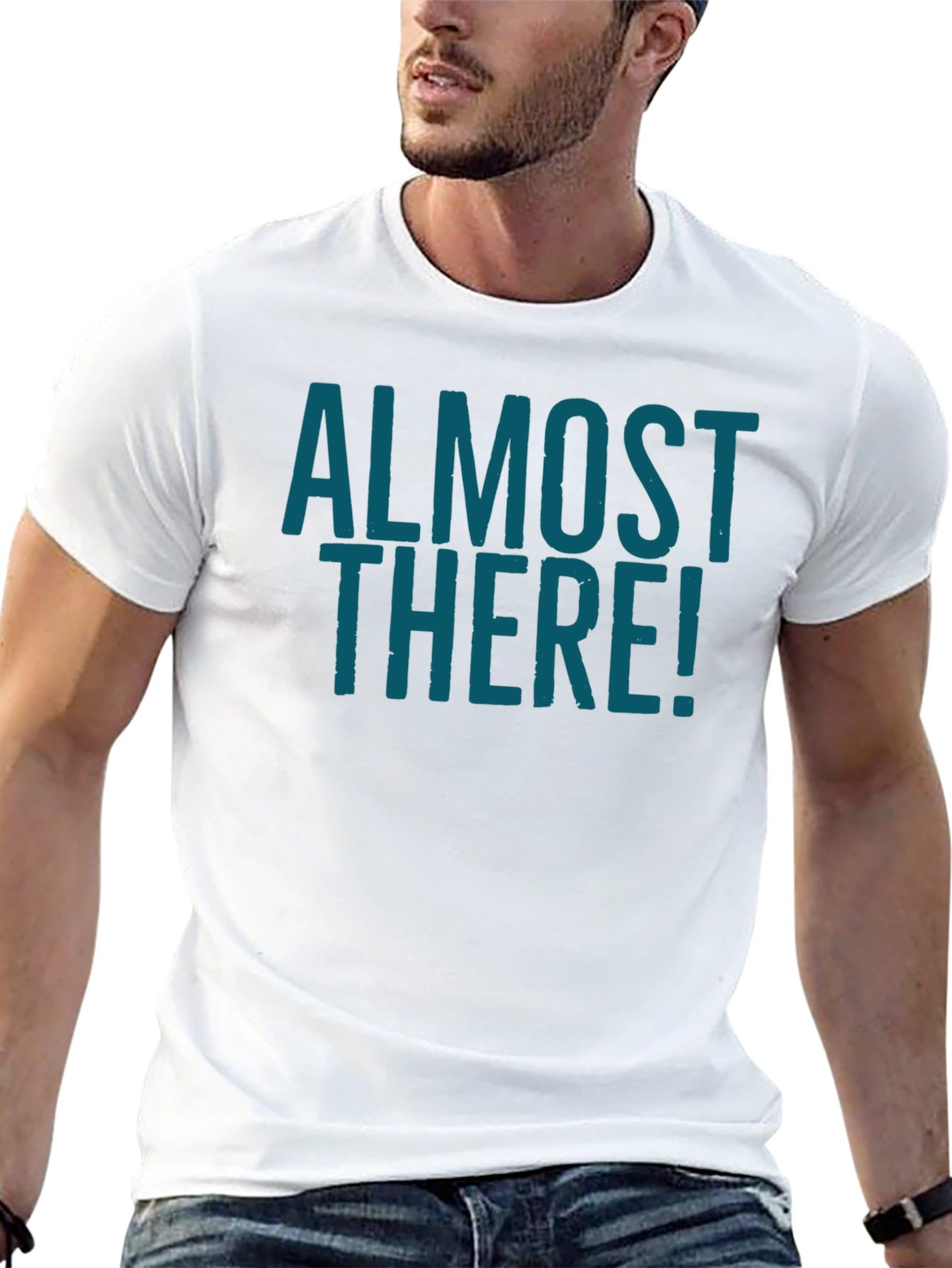 Almost There Graphic Tee - Stylish Crew Neck Shirt