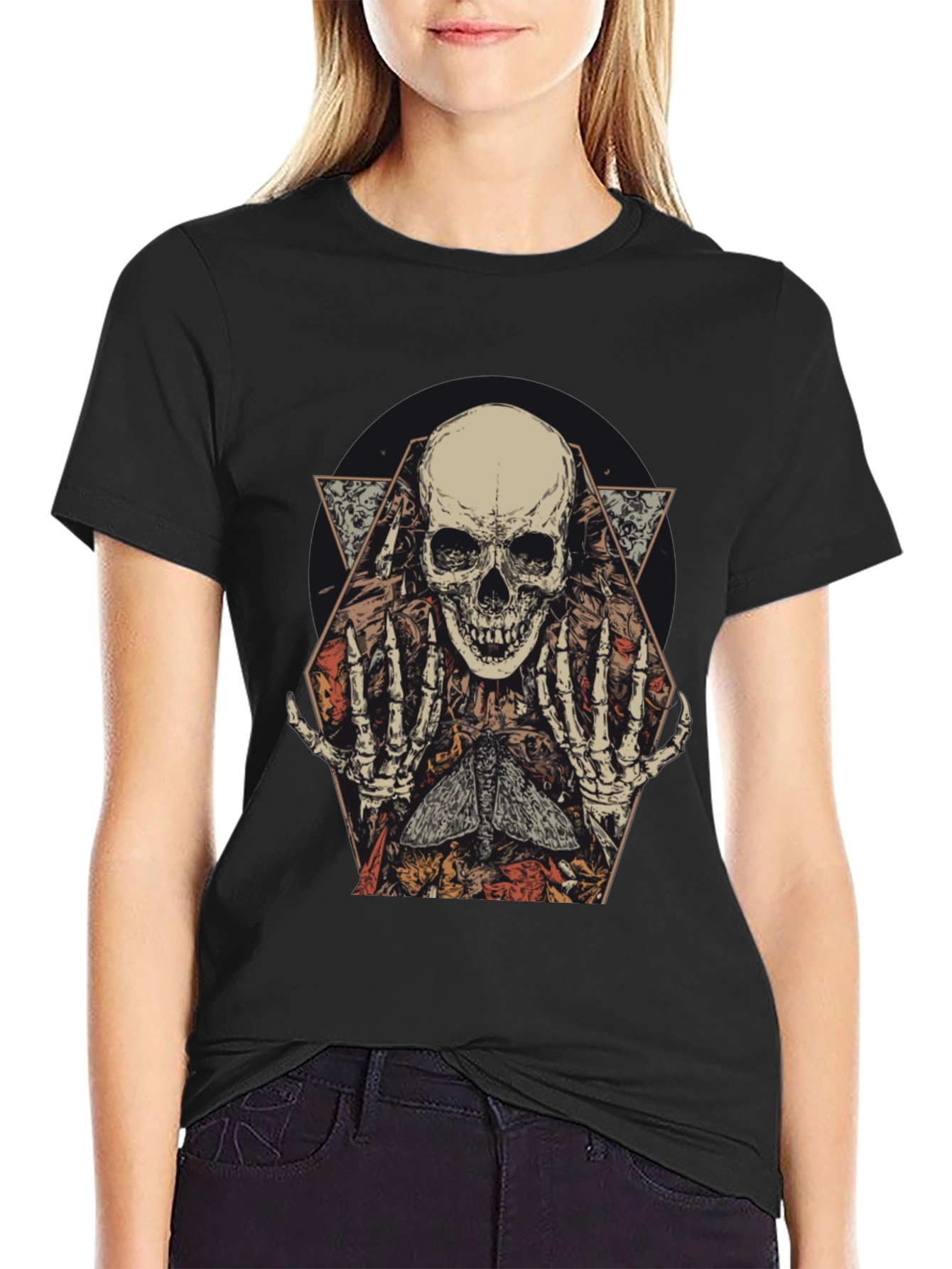 Skull & Moth Graphic Tee - Dark Aesthetic