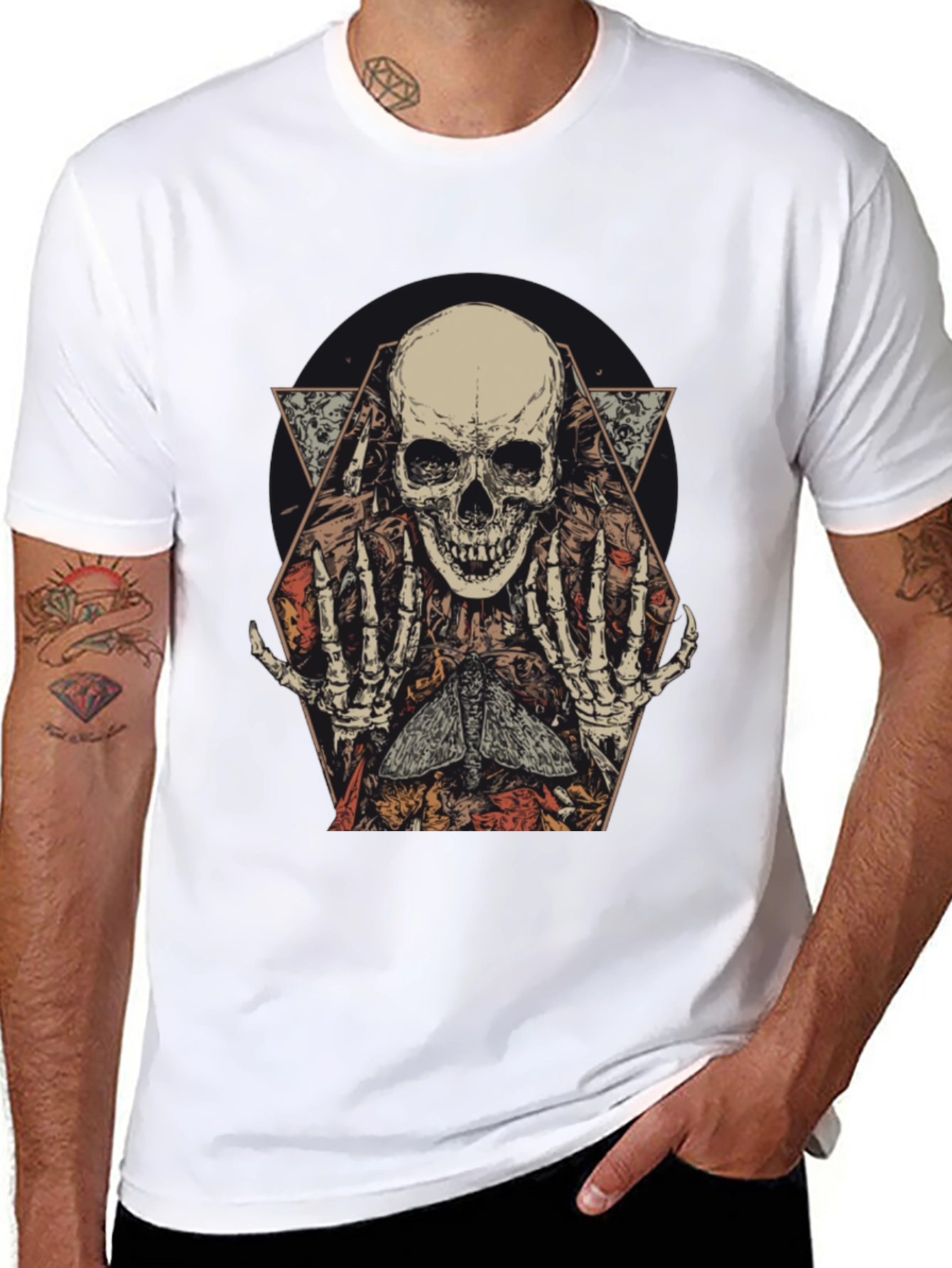Skull & Moth Graphic Tee - Dark Aesthetic