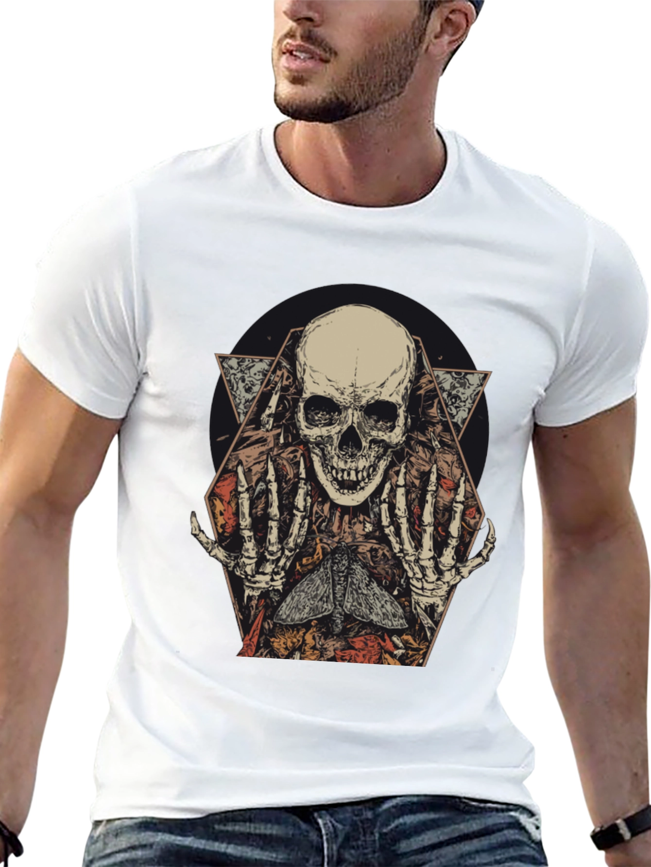 Skull & Moth Graphic Tee - Dark Aesthetic