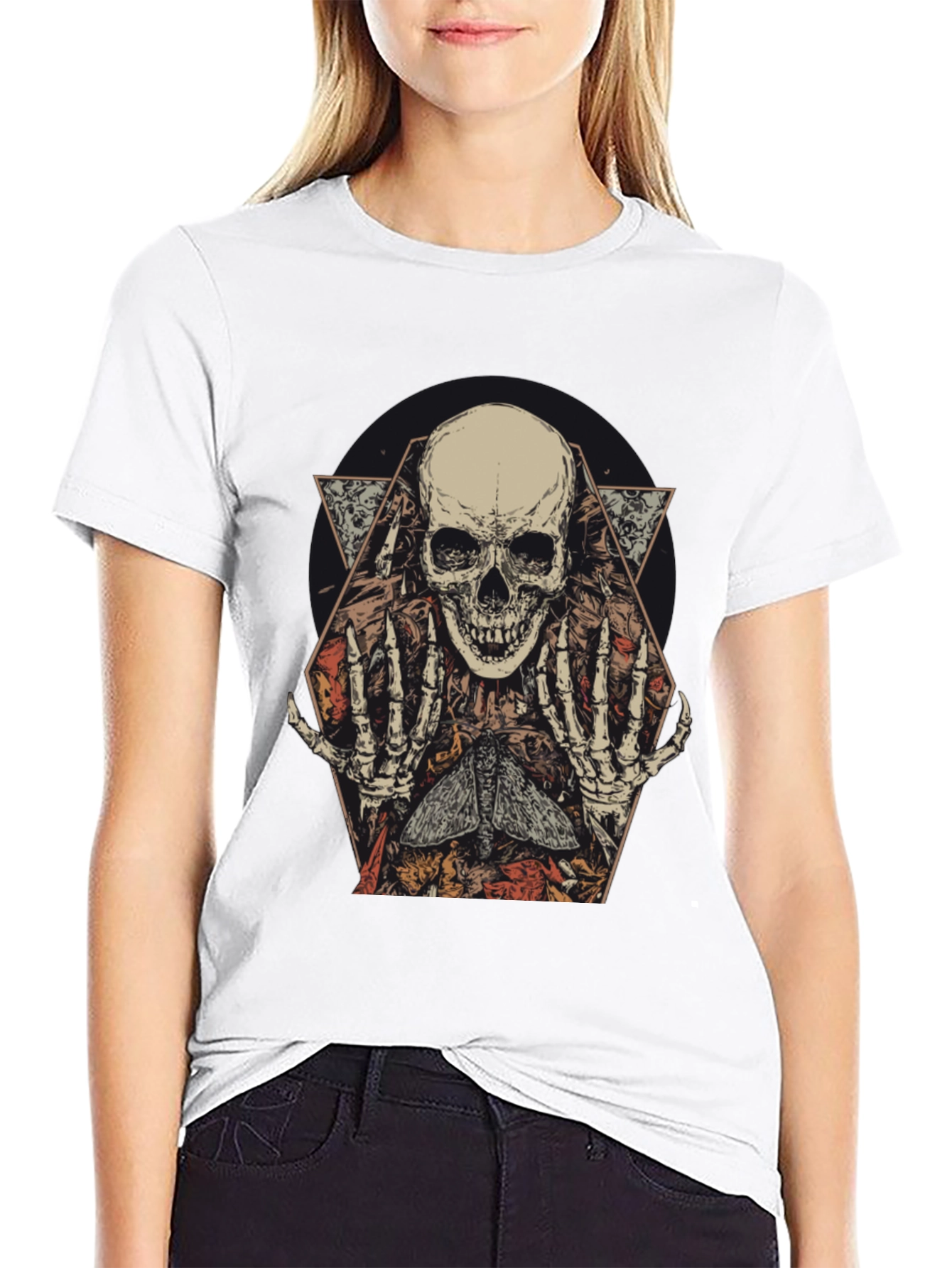 Skull & Moth Graphic Tee - Dark Aesthetic