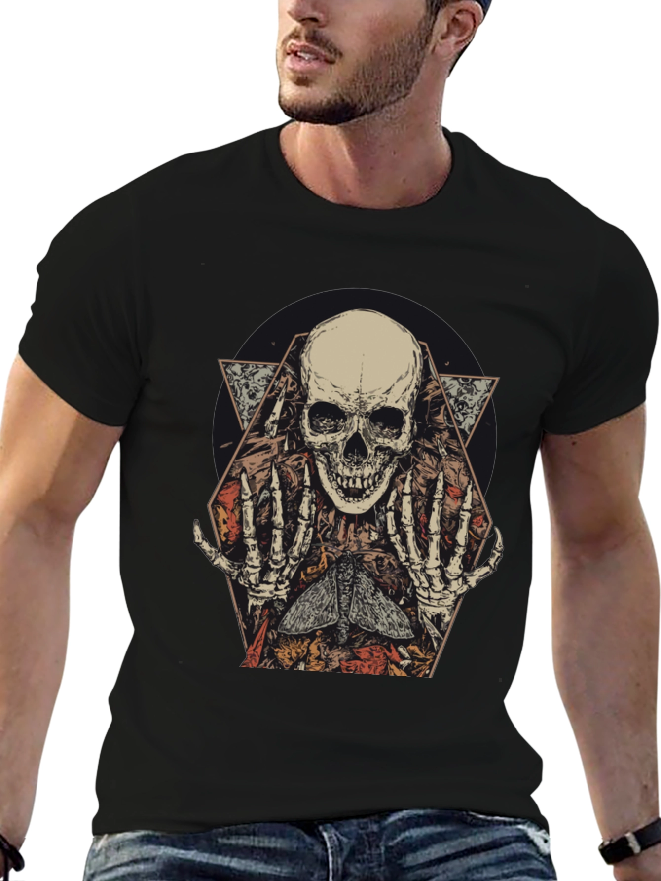 Skull & Moth Graphic Tee - Dark Aesthetic