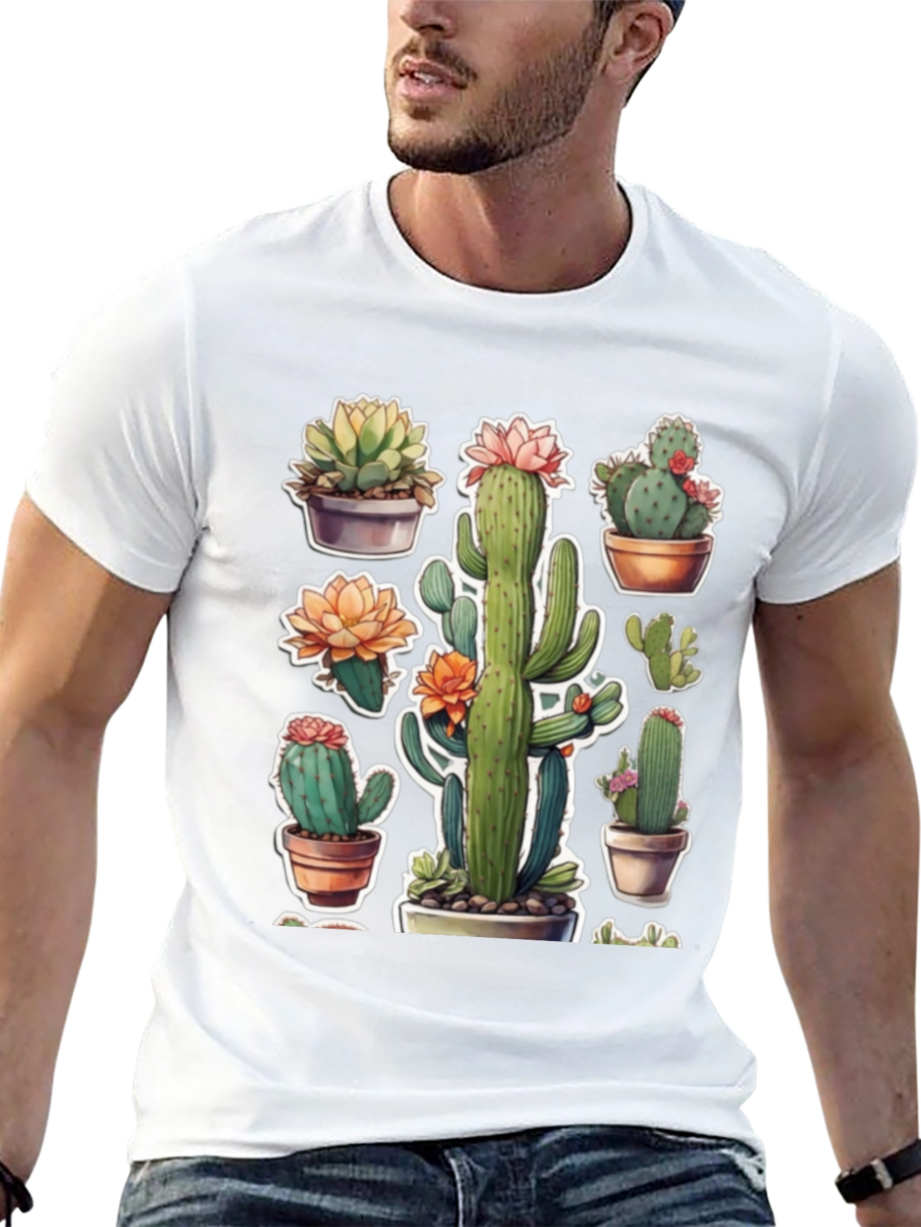 Cactus Plant T-Shirt - Trendy Botanical Design