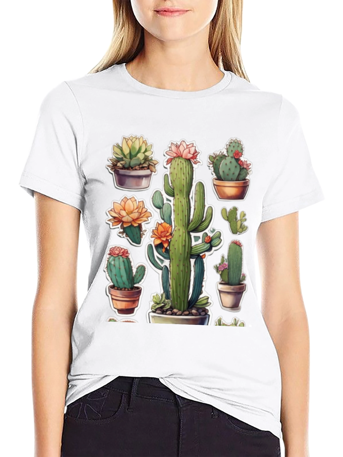 Cactus Plant T-Shirt - Trendy Botanical Design