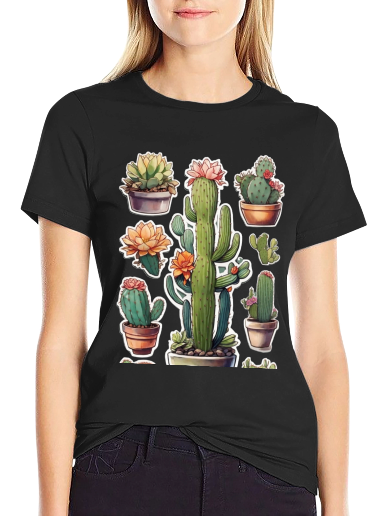 Cactus Plant T-Shirt - Trendy Botanical Design
